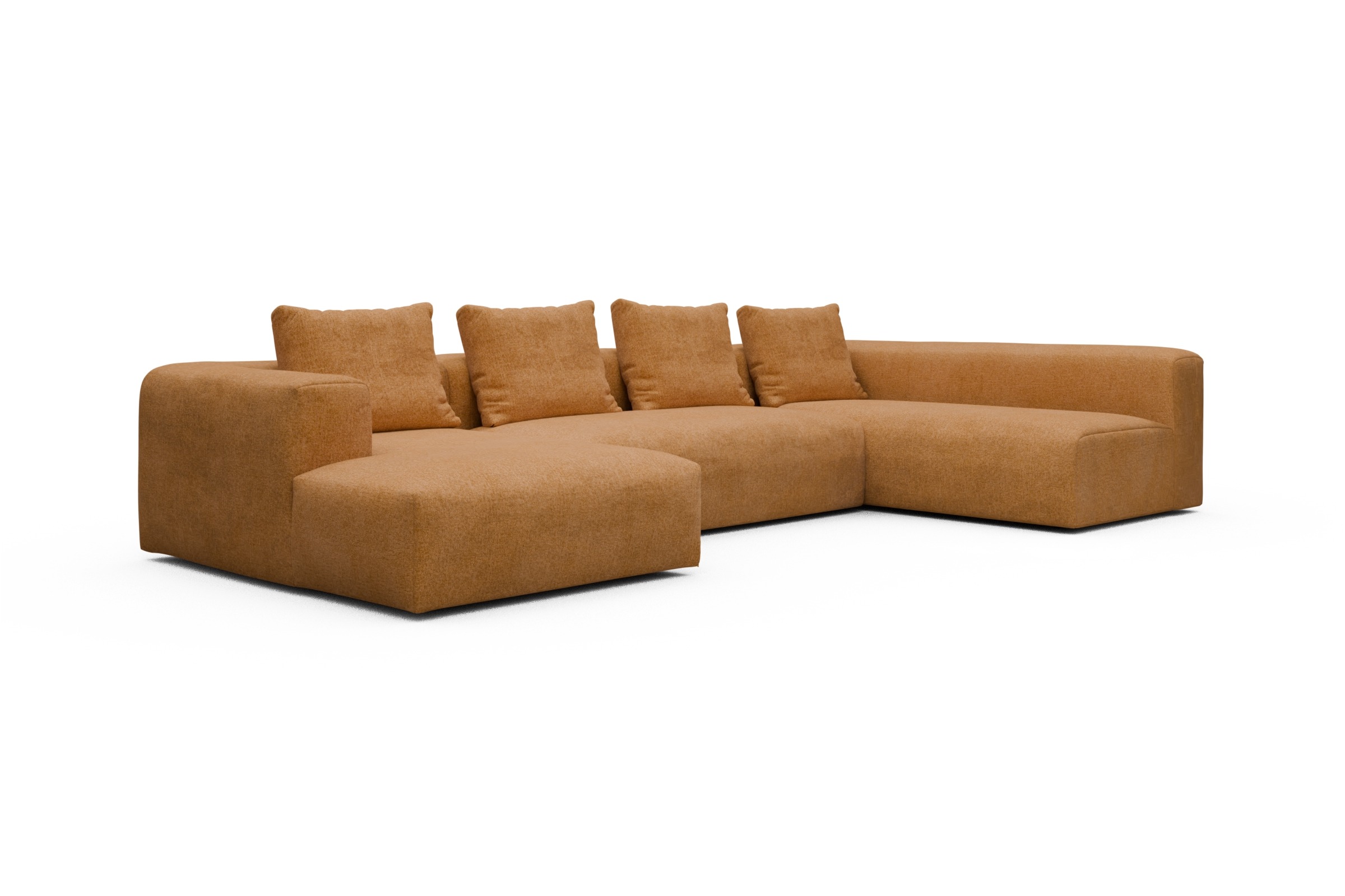 Wohnlandschaft Fred Chaiselongue links mit 2-Sitzer und lange Armlehne rechts Casone-Warm-Yellow