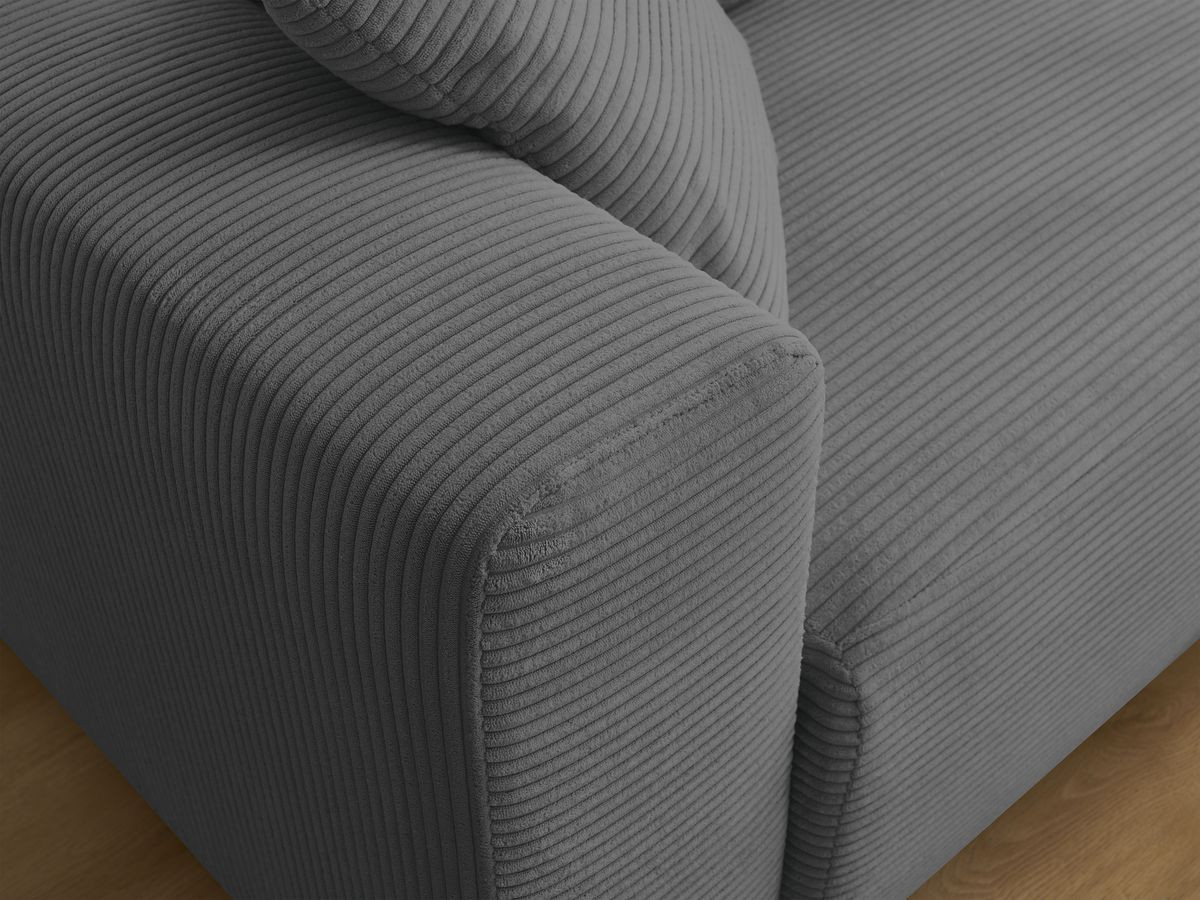 Bobochic Atilla Ecksofa mit Schlaffunktion und Bettkasten Cordsamt Dunkelgrau Ecke rechts