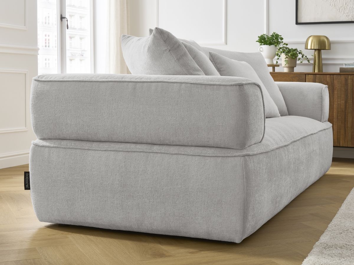 Bobochic Whesley Sofa 3-Sitzer Stoff Hellgrau