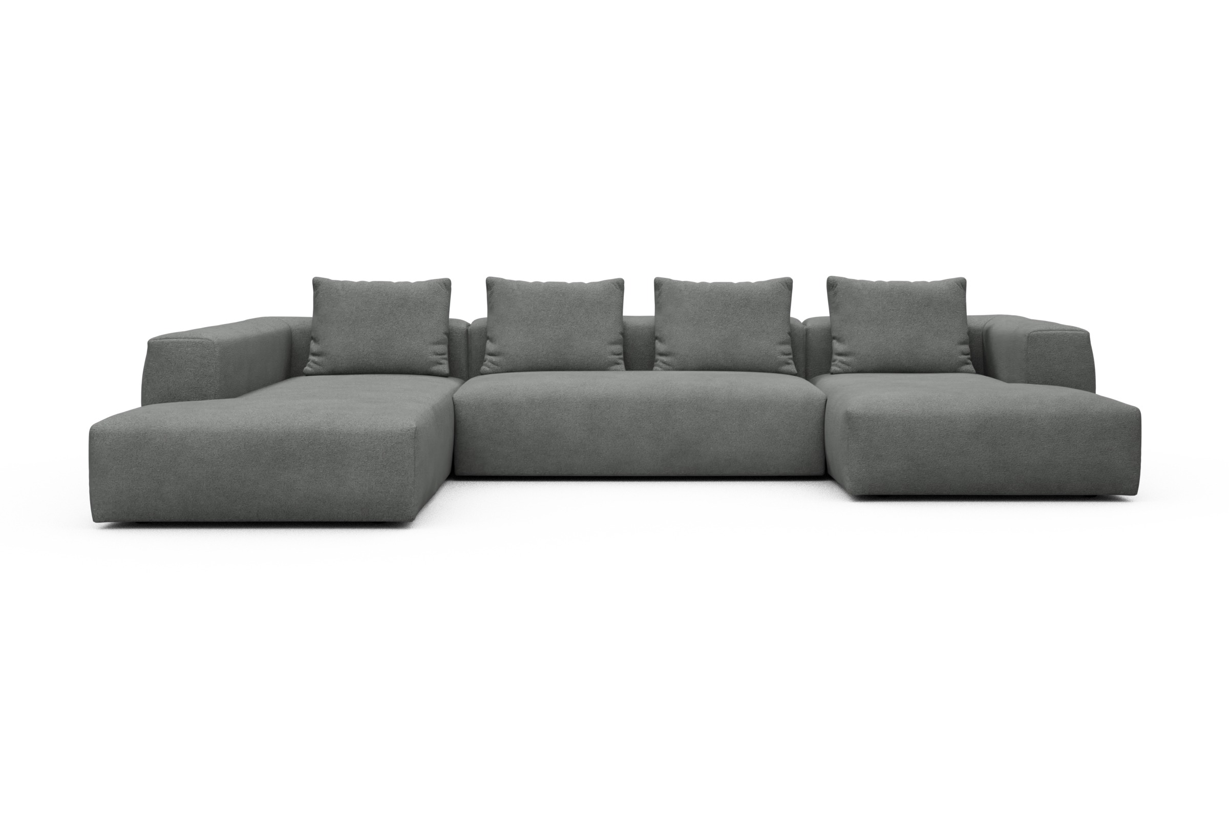 Skandi Home Wohnlandschaft Fred Relax-Ecke links mit 2-Sitzer und Chaiselongue rechts Boucle-Ash-Grey moebelfaktor
