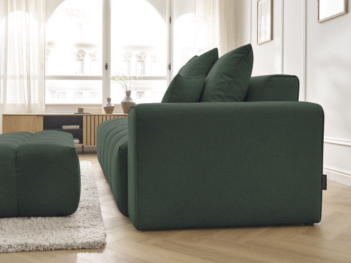 Bobochic Mont-blanc Sofa 5-Sitzer mit Pouf Melange-Stoff Grün Armlehne rechts