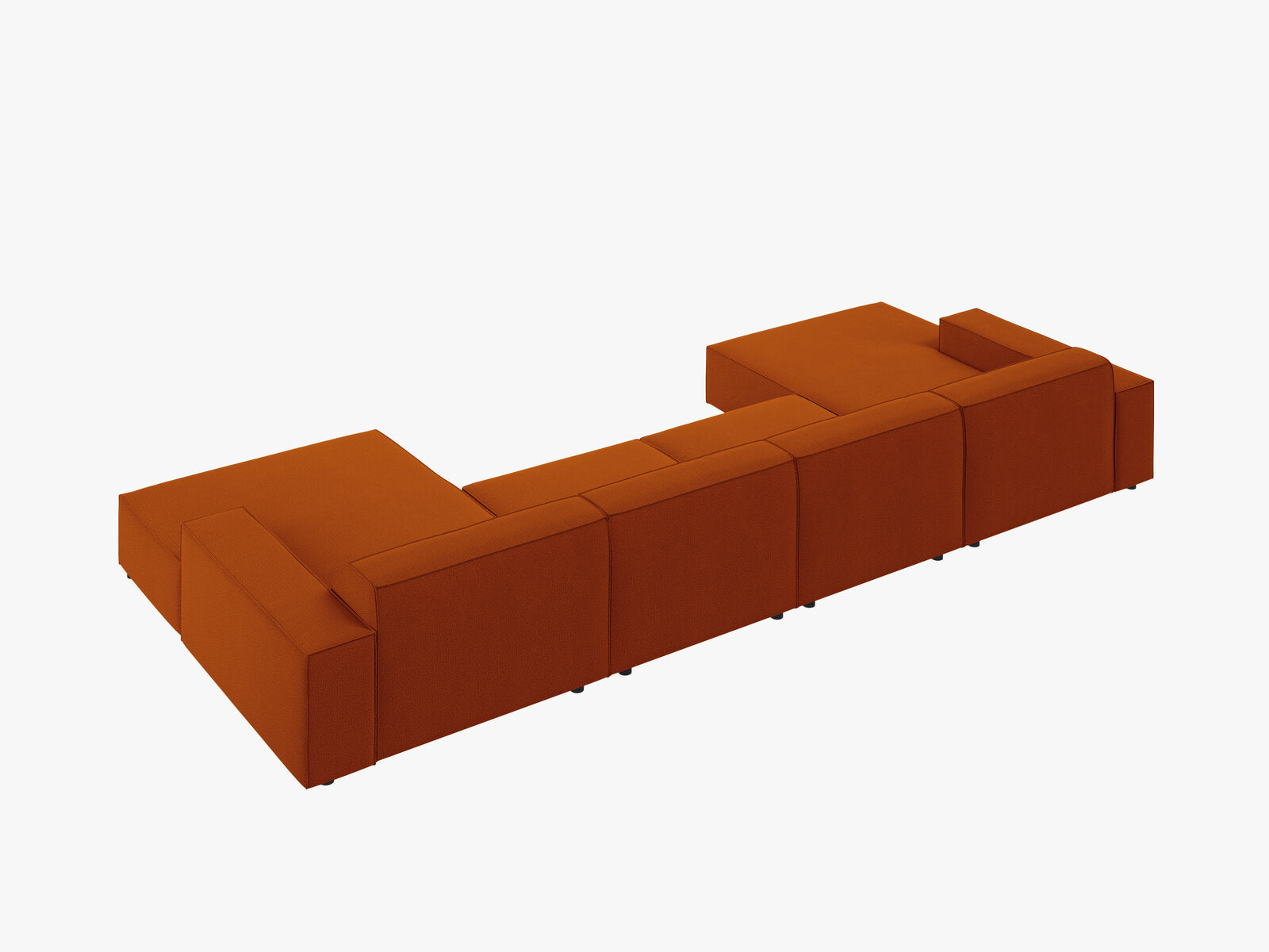 Micadoni Panorama-Sofa Jodie 6-Sitzer Strukturierter Stoff Megan Terrakotta
