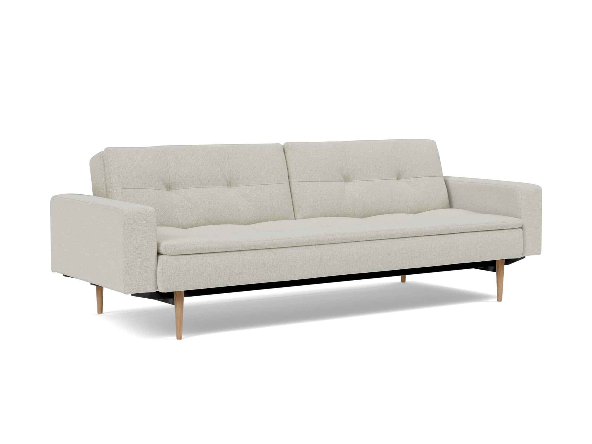 Schlafsofa Dublexo mit Armlehnen Flachgewebe Mixed Dance 527-Natural Beine Styletto Eiche hell
