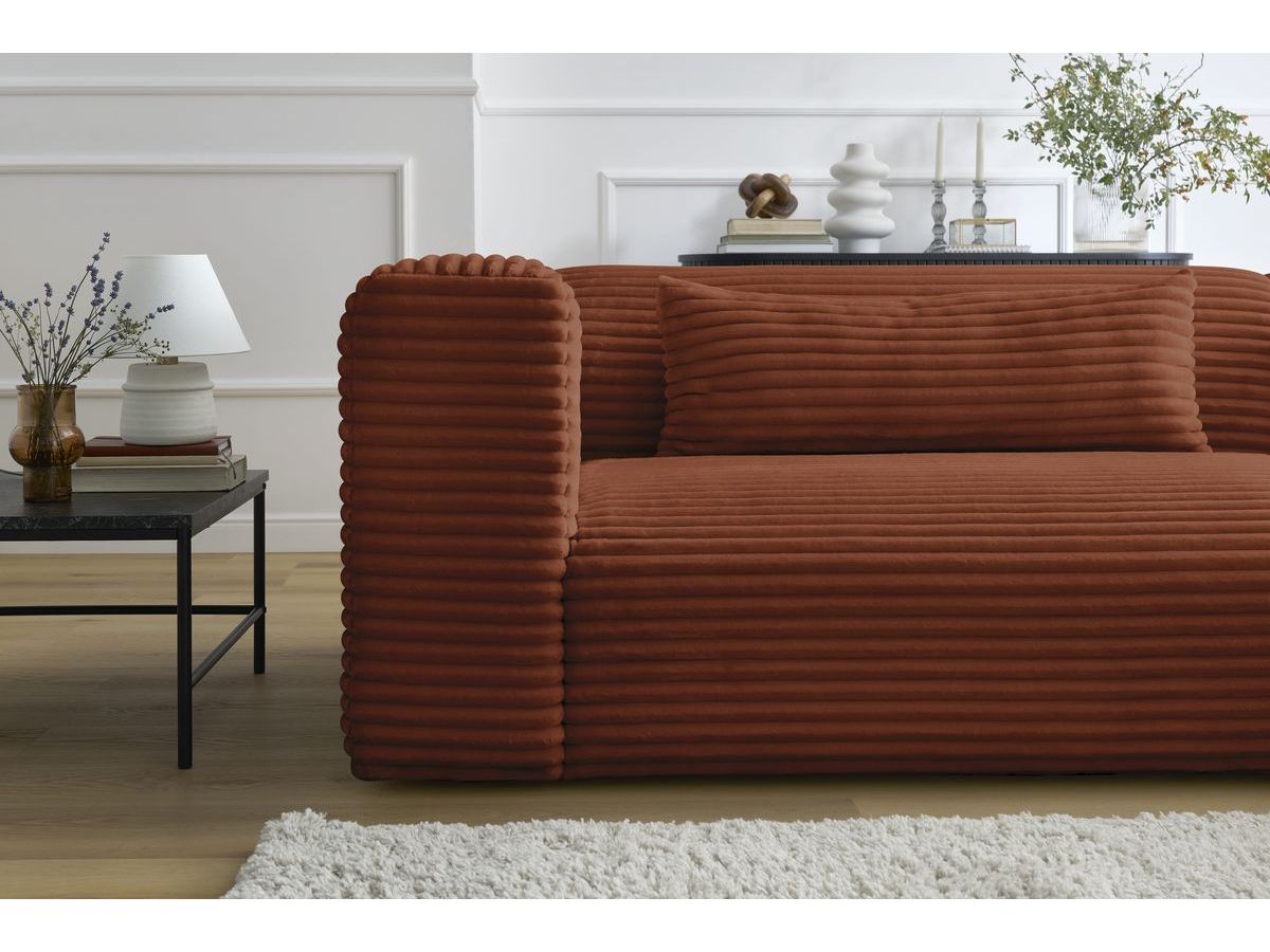 Bobochic Harry Ecksofa Breitcord weich Orange Ecke rechts