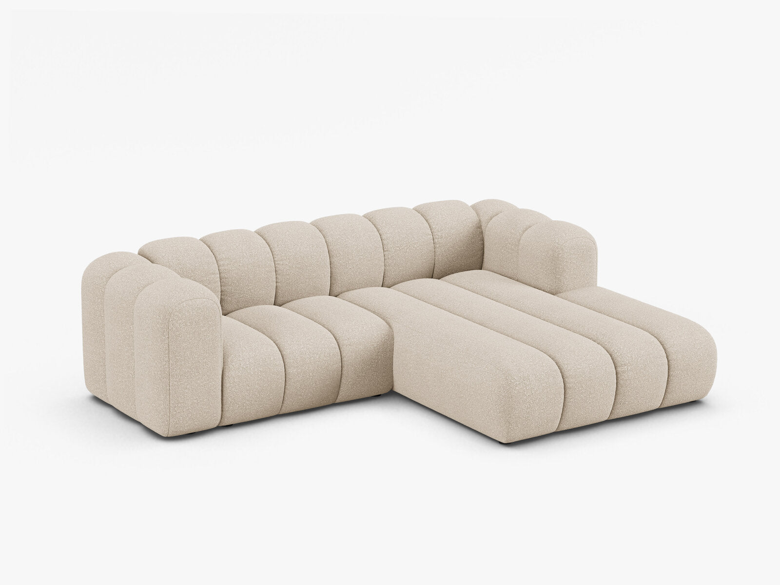 Micadoni Modulares Ecksofa Lupine 3-Sitzer Rechts Boucle Baloo Beige