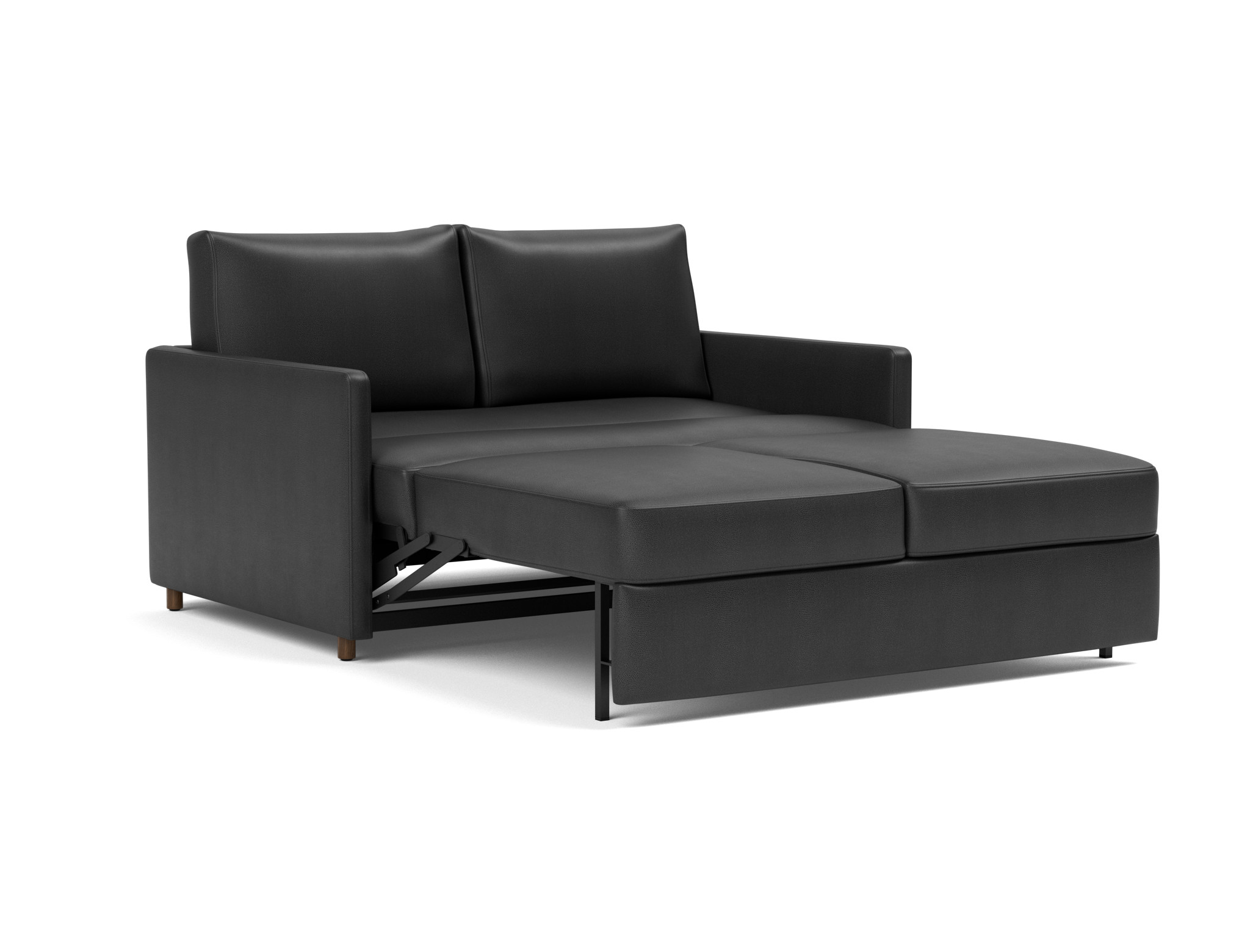Schlafsofa Neah mit Slim-Armlehnen 140 Lederoptik Faunal 550-Black