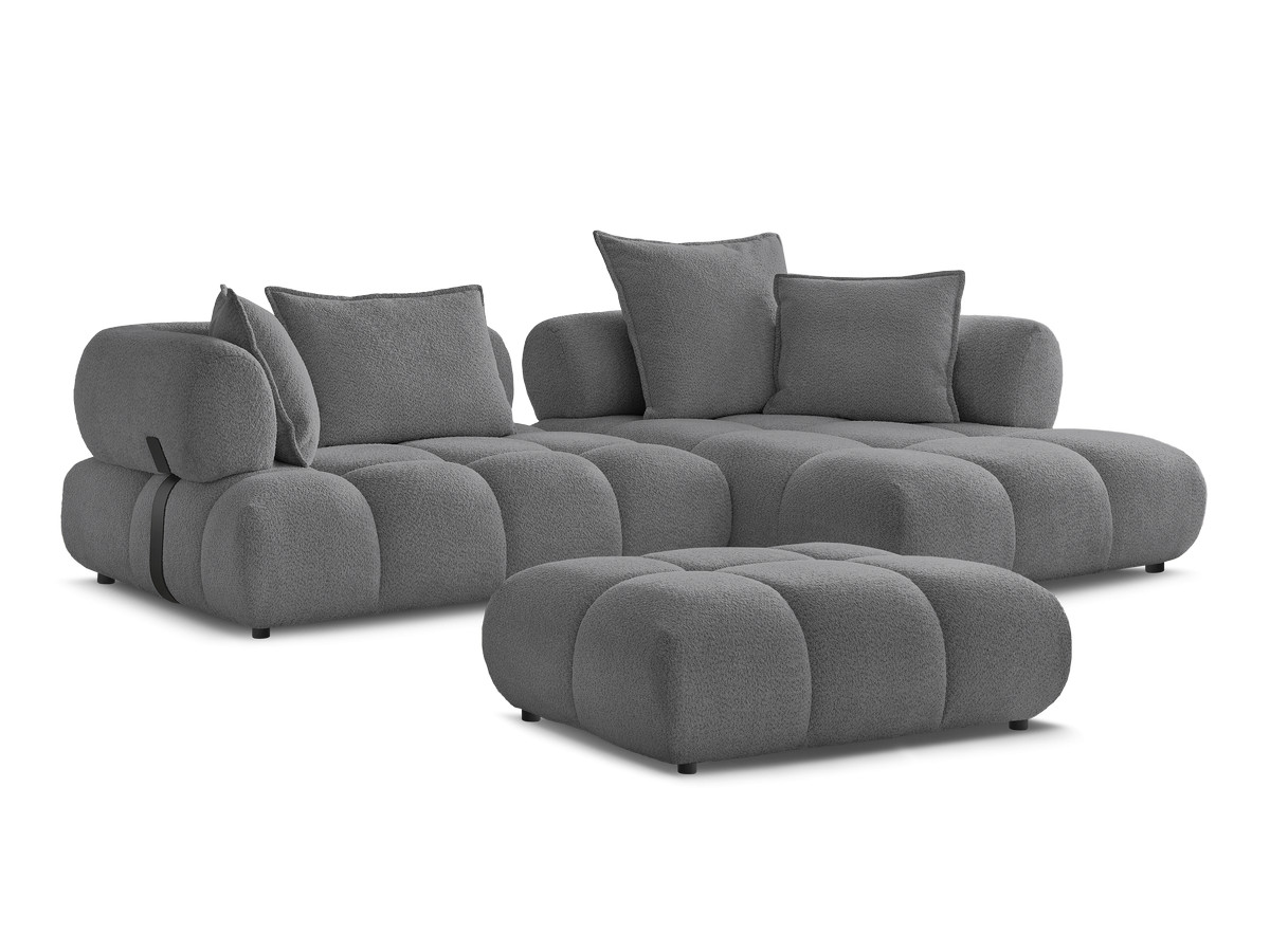 Bobochic Alya Ecksofa mit Pouf Bouclé-Stoff Dunkelgrau Ecke rechts