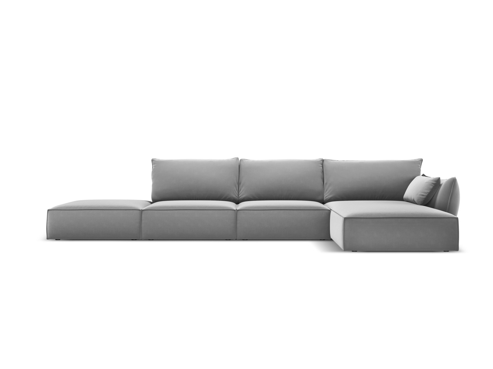 5-Sitzer Velvet Ecke rechts Sofa Kaelle | Bezug Grey | Beinfarbe Black Plastic