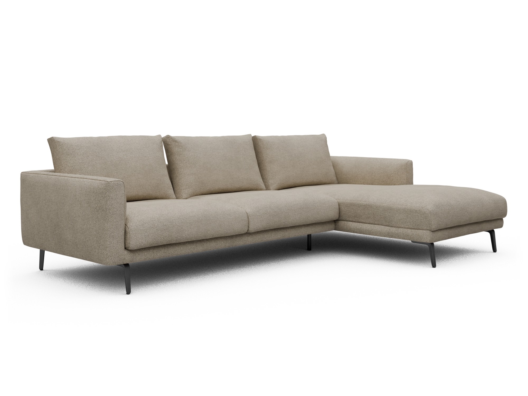 Skandi Home Ecksofa Karl Chaiselongue rechts mit 2,5-Sitzer Boucle-Belge moebelfaktor