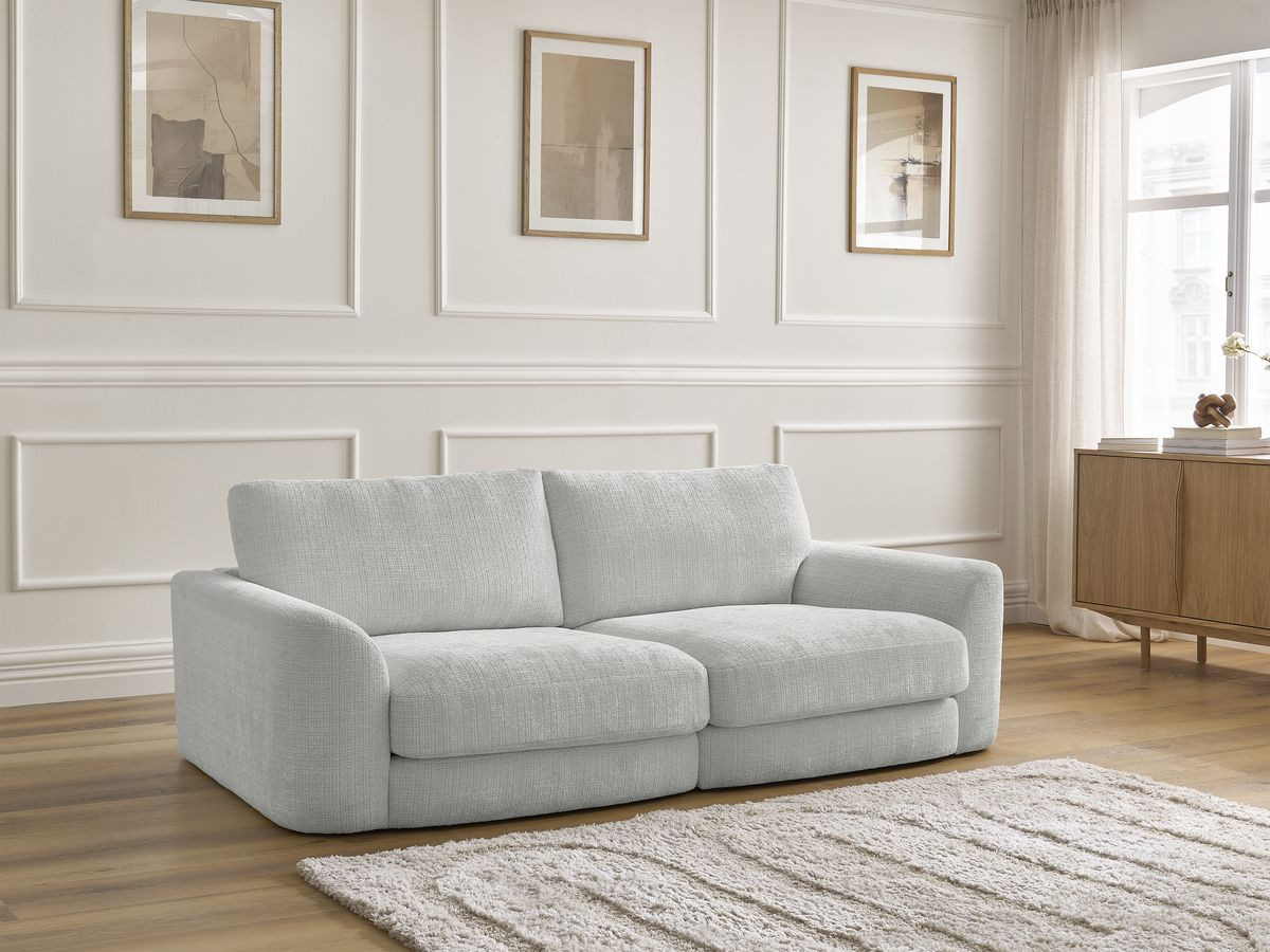 Bobochic Leonore Sofa 3-Sitzer Strukturstoff Hellgrau