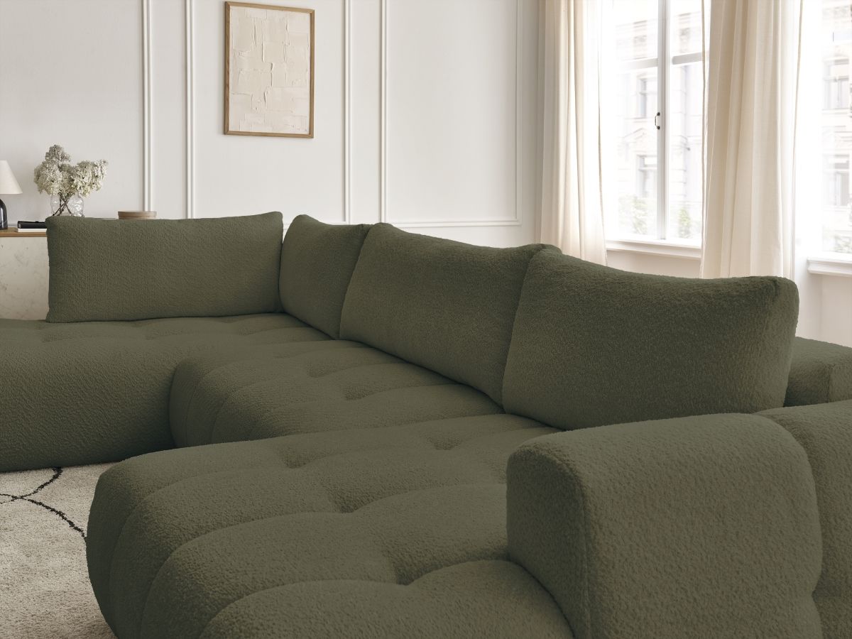 Bobochic Fuji Wohnlandschaft Bouclé-Stoff Grün Ecke rechts