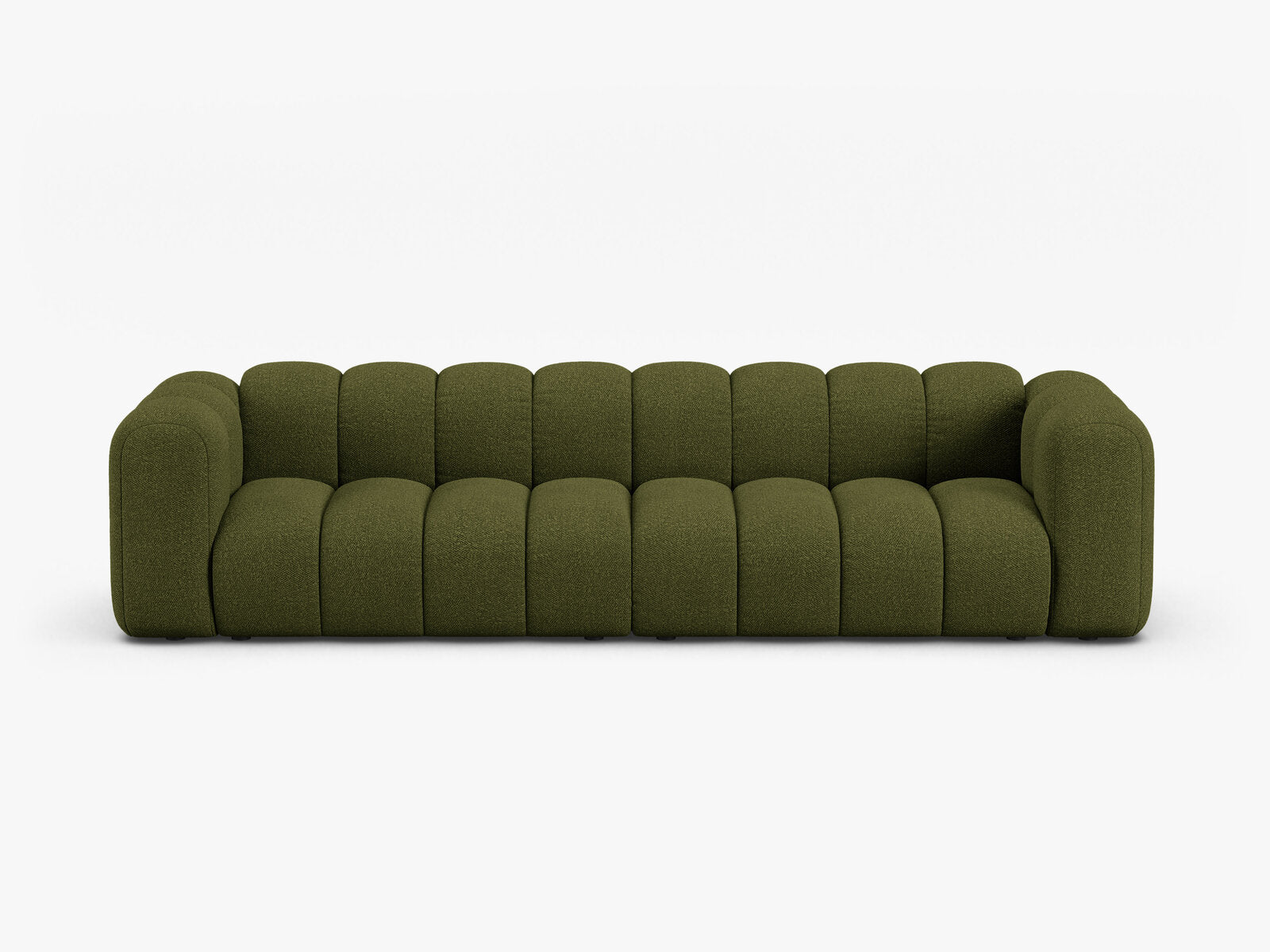 Micadoni Modulares Sofa Lupine 4-Sitzer Boucle Baloo Dunkel-Olivgrün