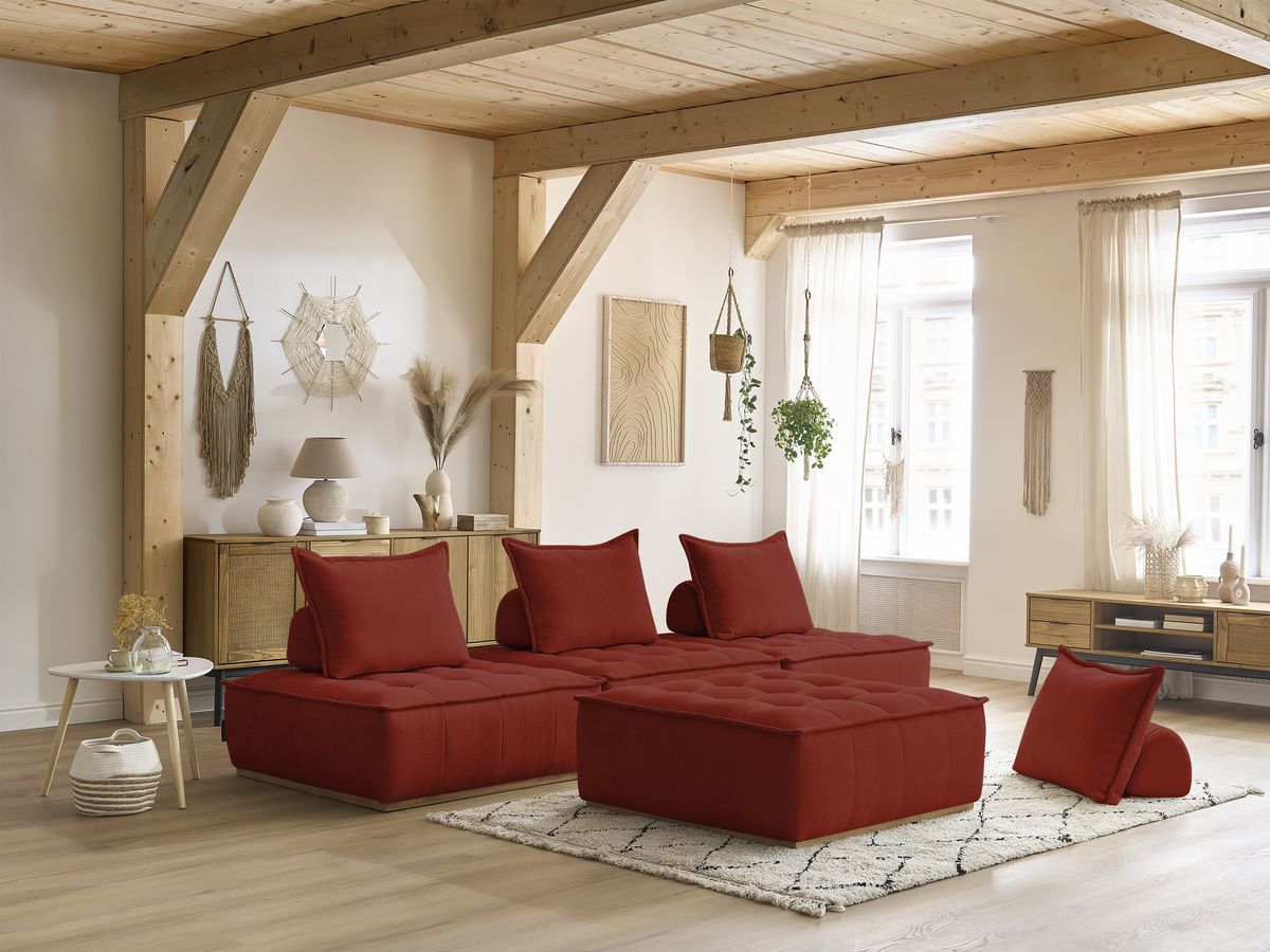 Bobochic Elisa Sofa 4-Sitzer Strukturstoff Orange