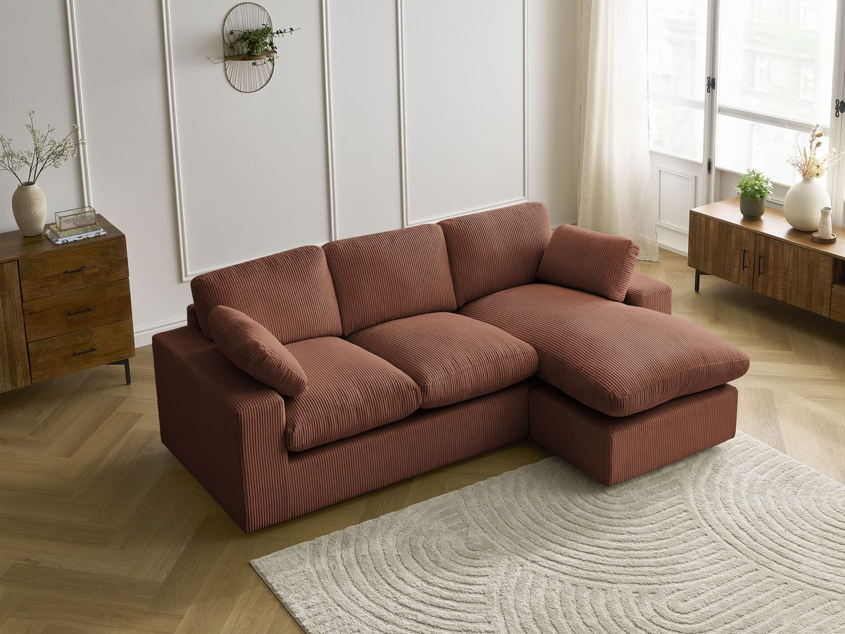 Bobochic Belair Ecksofa 220 × 139 cm Cordsamt Orange