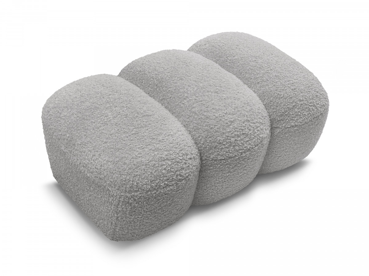 Bobochic Hippolyte Pouf Bouclé-Stoff Hellgrau