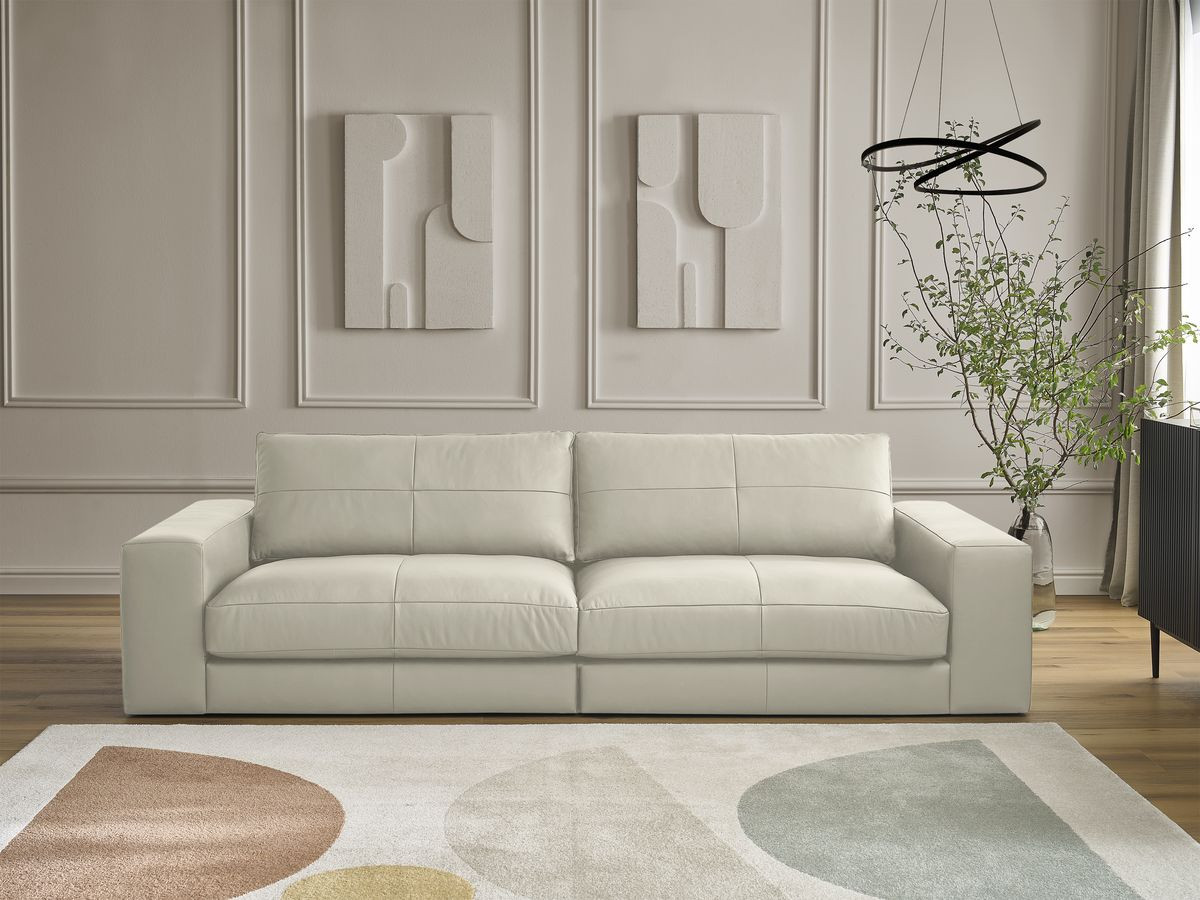 Bobochic Leonard Sofa 3-Sitzer 274 × 109 cm Leder Beige