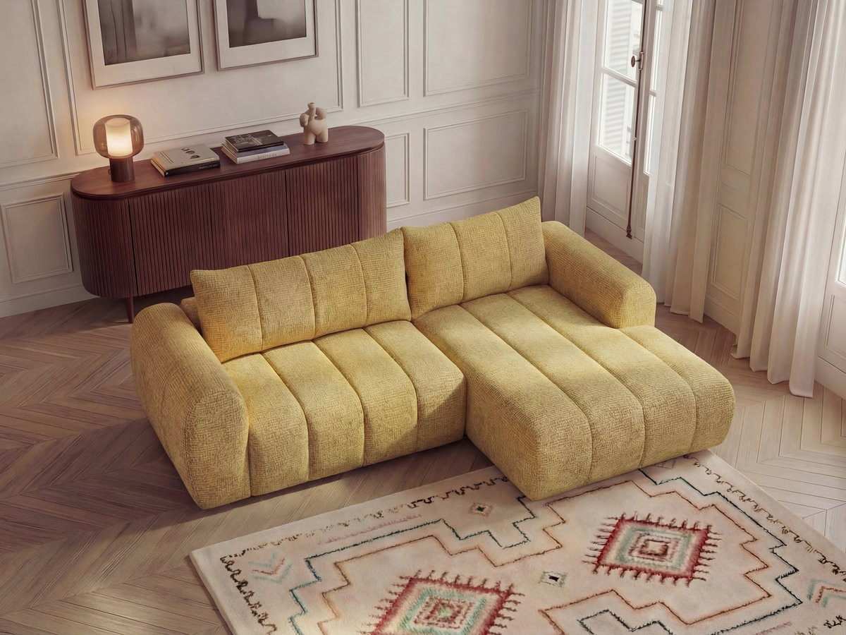 Bobochic Nesty Ecksofa 272 cm Melange-Stoff Gelb Ecke rechts