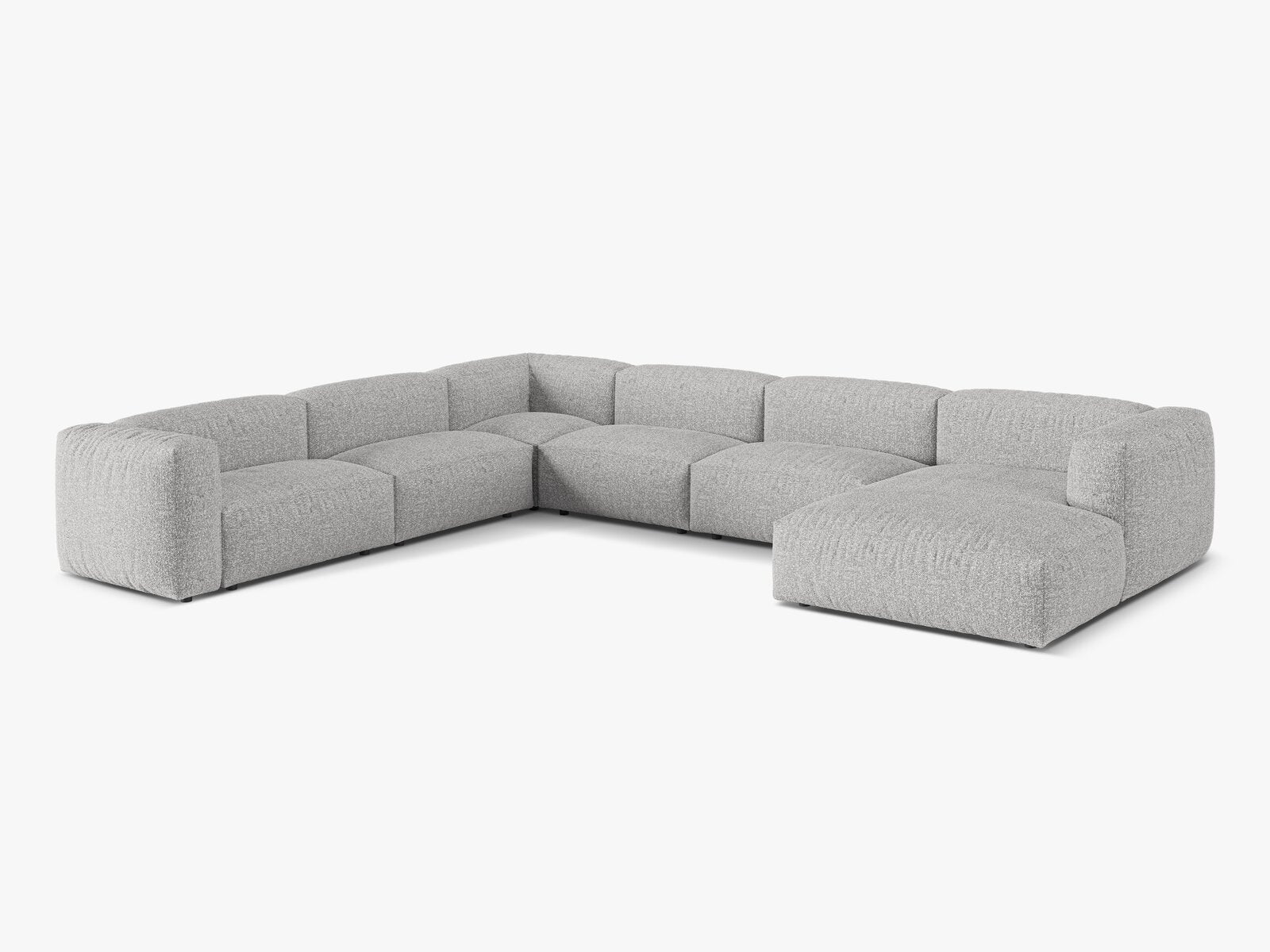 Micadoni modulares Ecksofa XL Martina 6-Sitzer Links Boucle Monet Silber