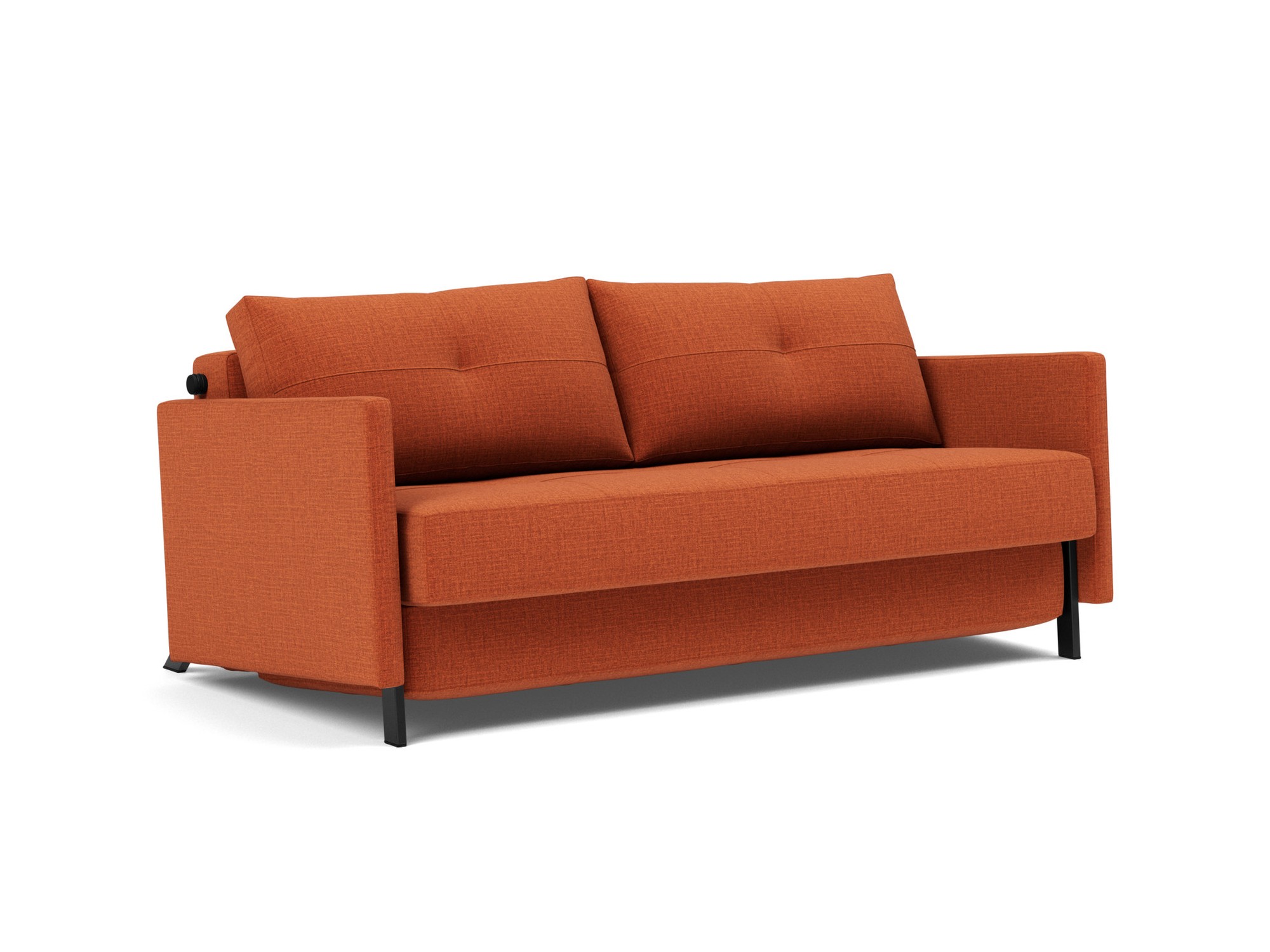 Schlafsofa Cubed mit Armlehnen 160 Chenille Esina 412-Rust-Orange