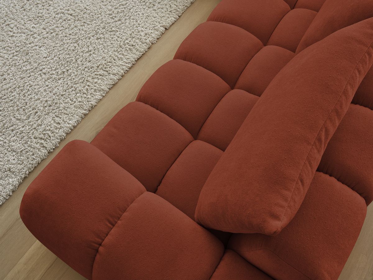 Bobochic Everest Ecksofa, 4 Kissen Strukturstoff Orange Ecke links