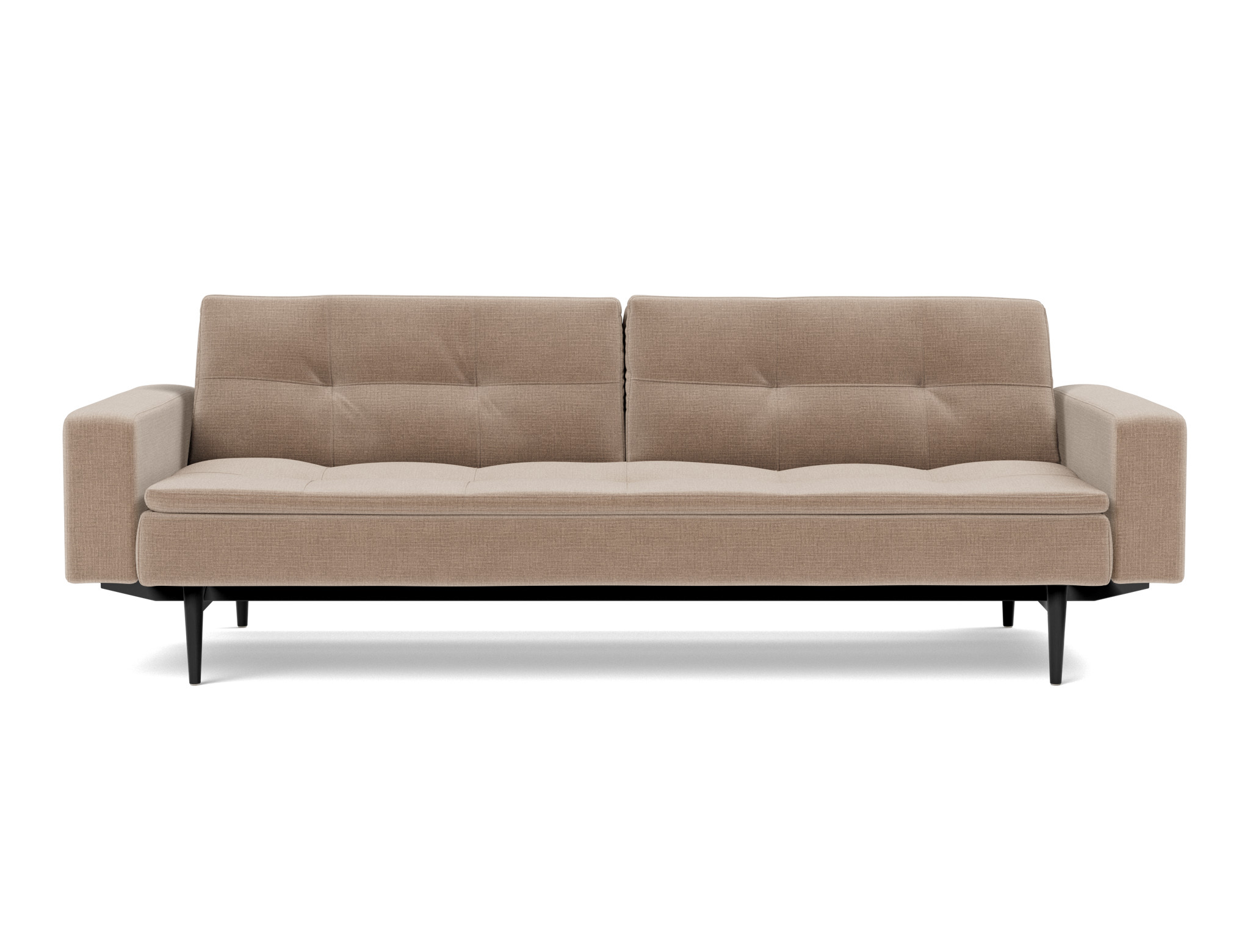 Schlafsofa Dublexo mit Armlehnen Chenille Esina 417-Mocha Beine Styletto Eiche schwarz