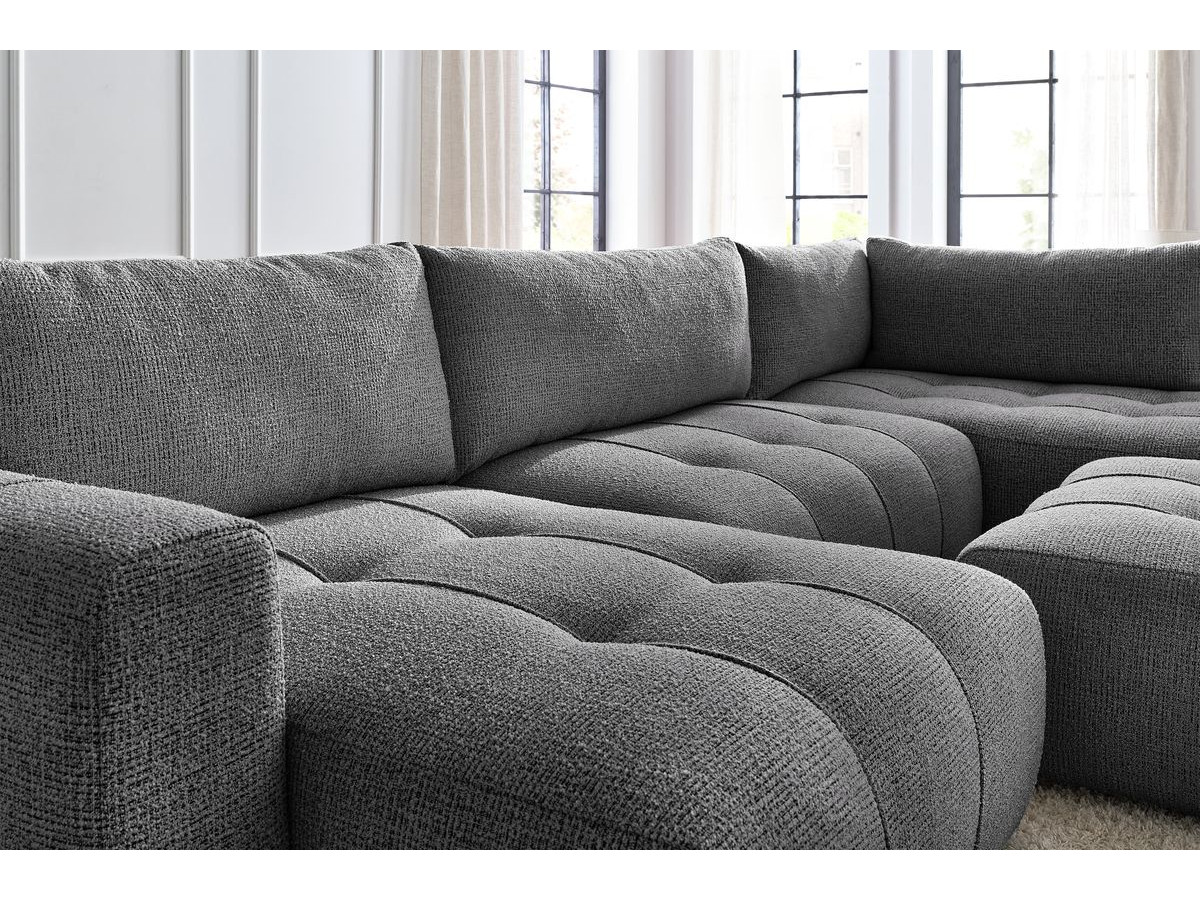 Bobochic Arsene Wohnlandschaft mit Pouf Melange-Stoff Dunkelgrau Ecke links