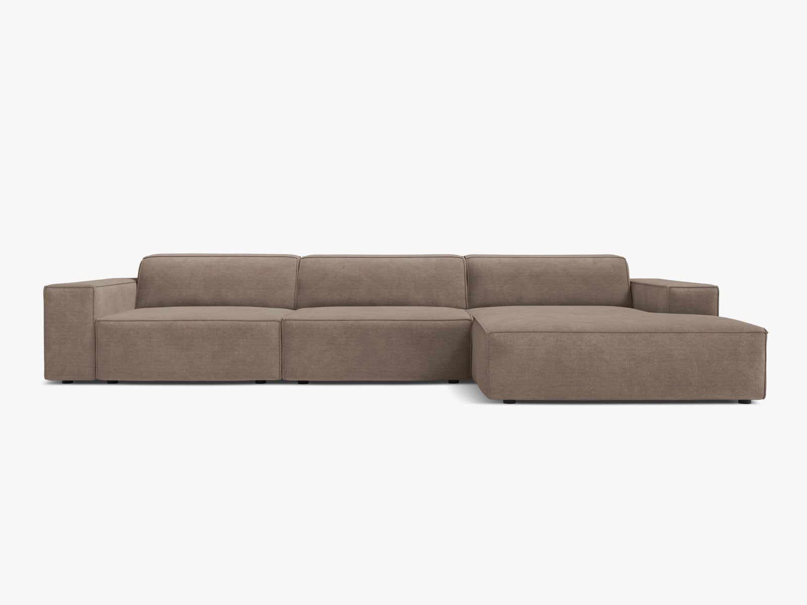 Micadoni Ecksofa Jodie 4-Sitzer Strukturierter Stoff Liberty Cappuccino Rechts