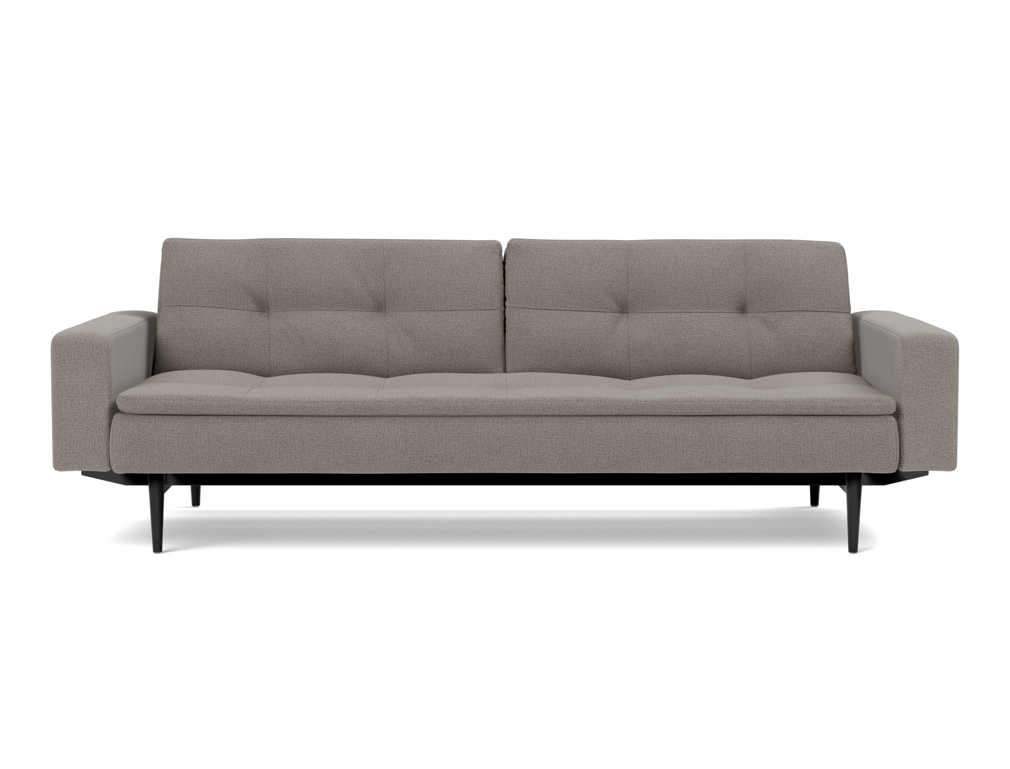 Schlafsofa Dublexo mit Armlehnen Flachgewebe Mixed Dance 521-Grey Beine Styletto Eiche schwarz