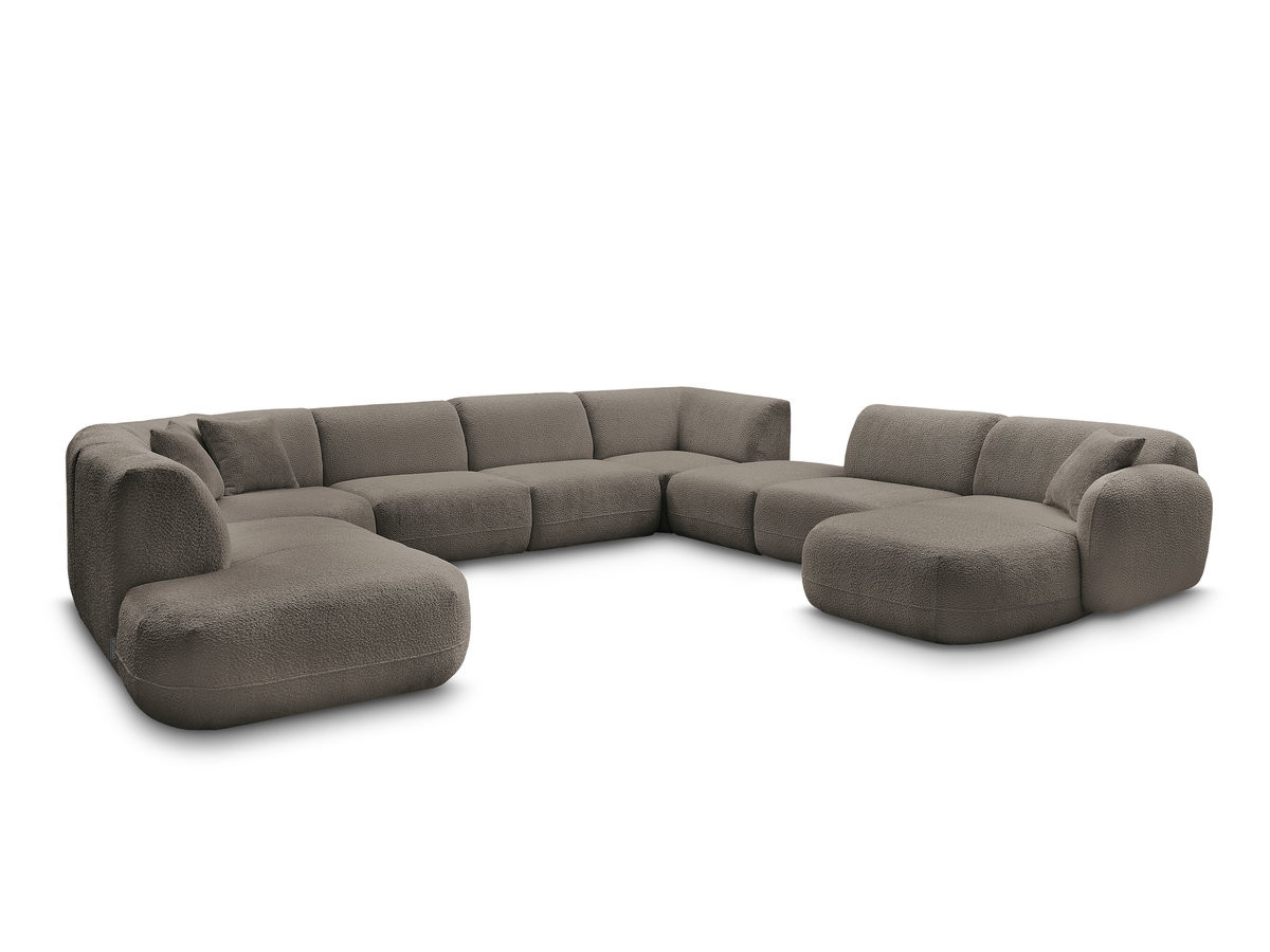 Bobochic Anda Wohnlandschaft mit Pouf 396 × 357 cm Chenille Taupe Ecke rechts
