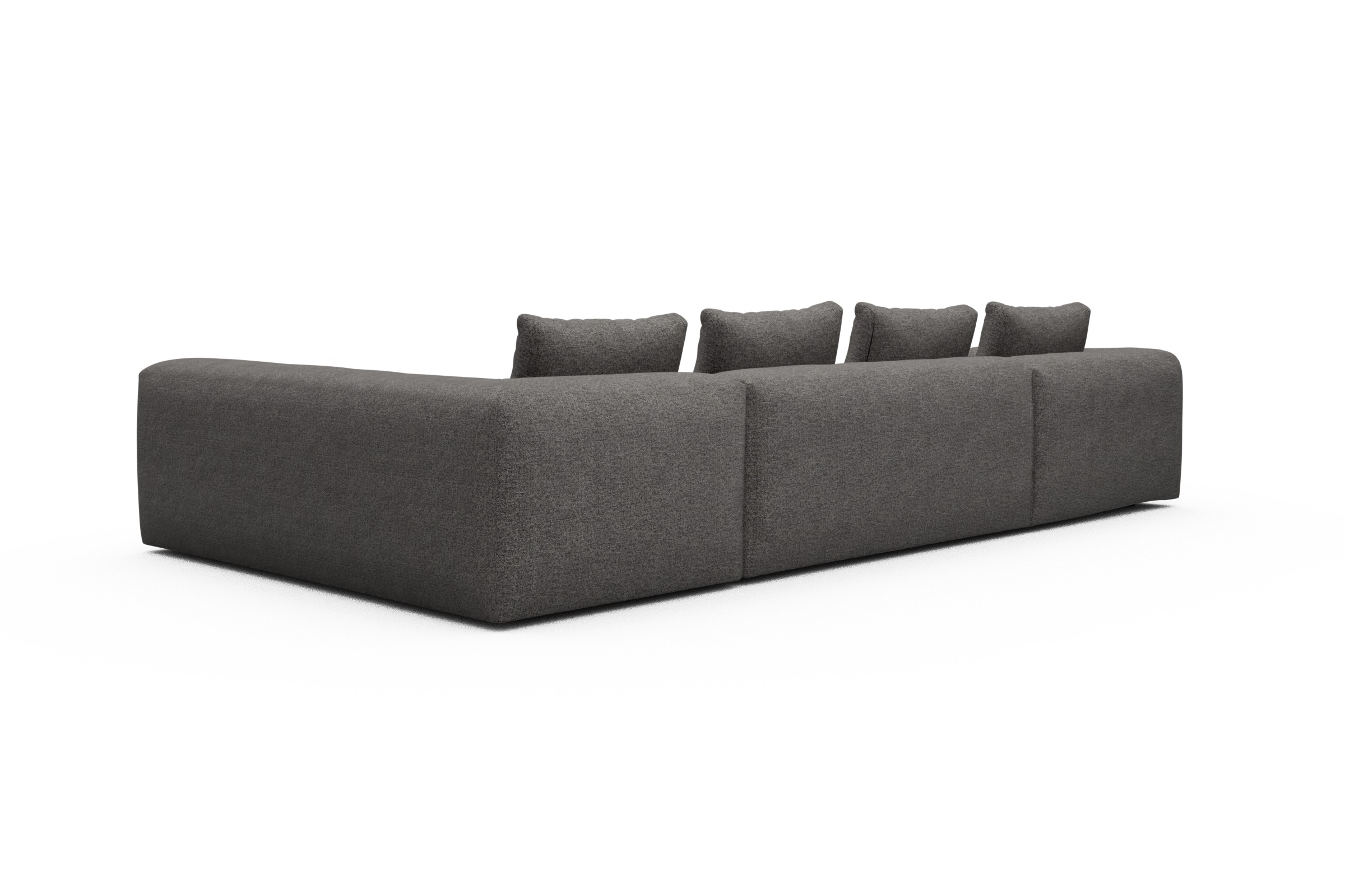 Wohnlandschaft Fred Chaiselongue links mit 2-Sitzer und lange Armlehne rechts Carreno-Salt-and-Pepper