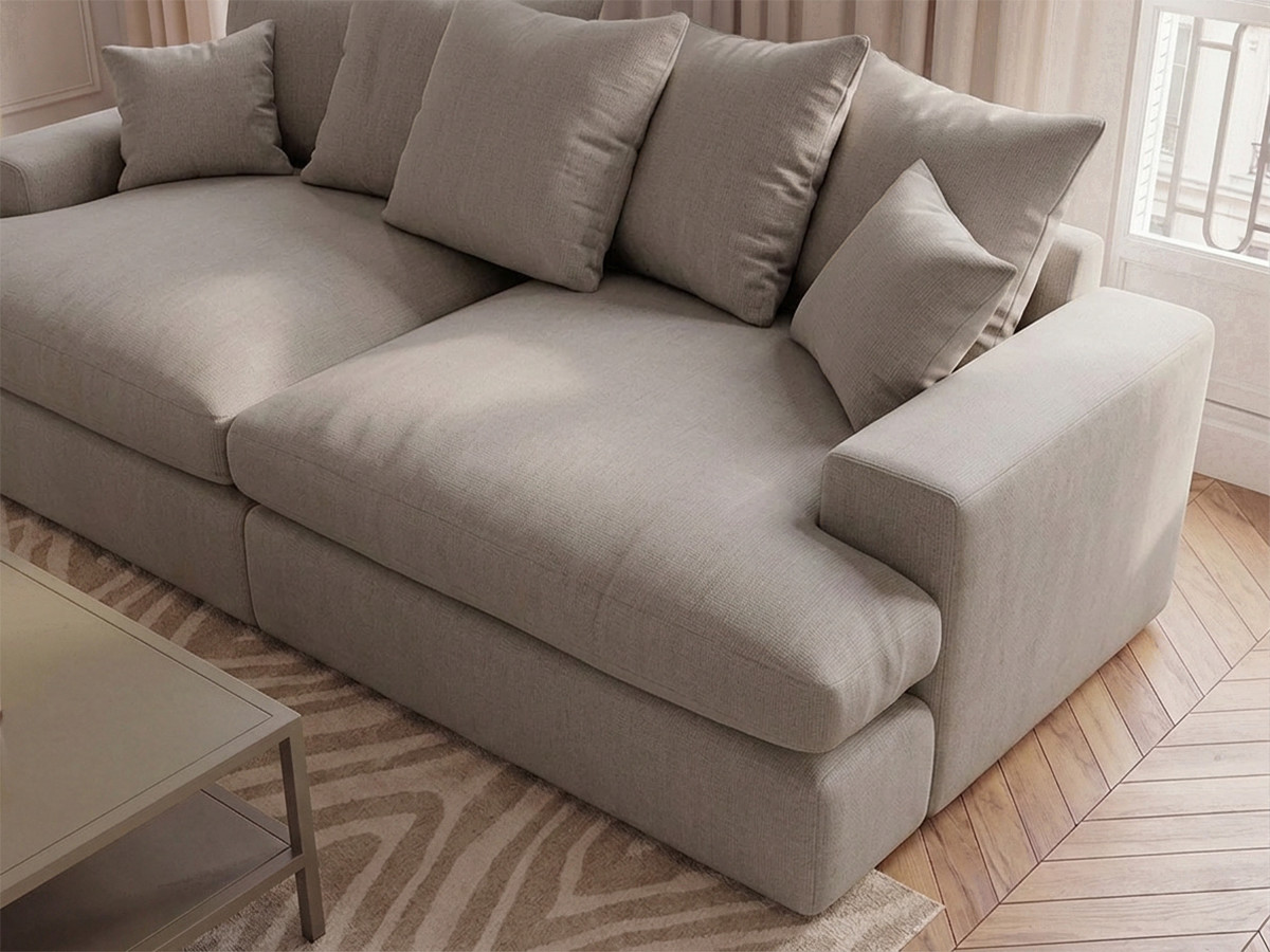 Bobochic Nevada Sofa 3-Sitzer 226 × 150 cm Stoff Beige