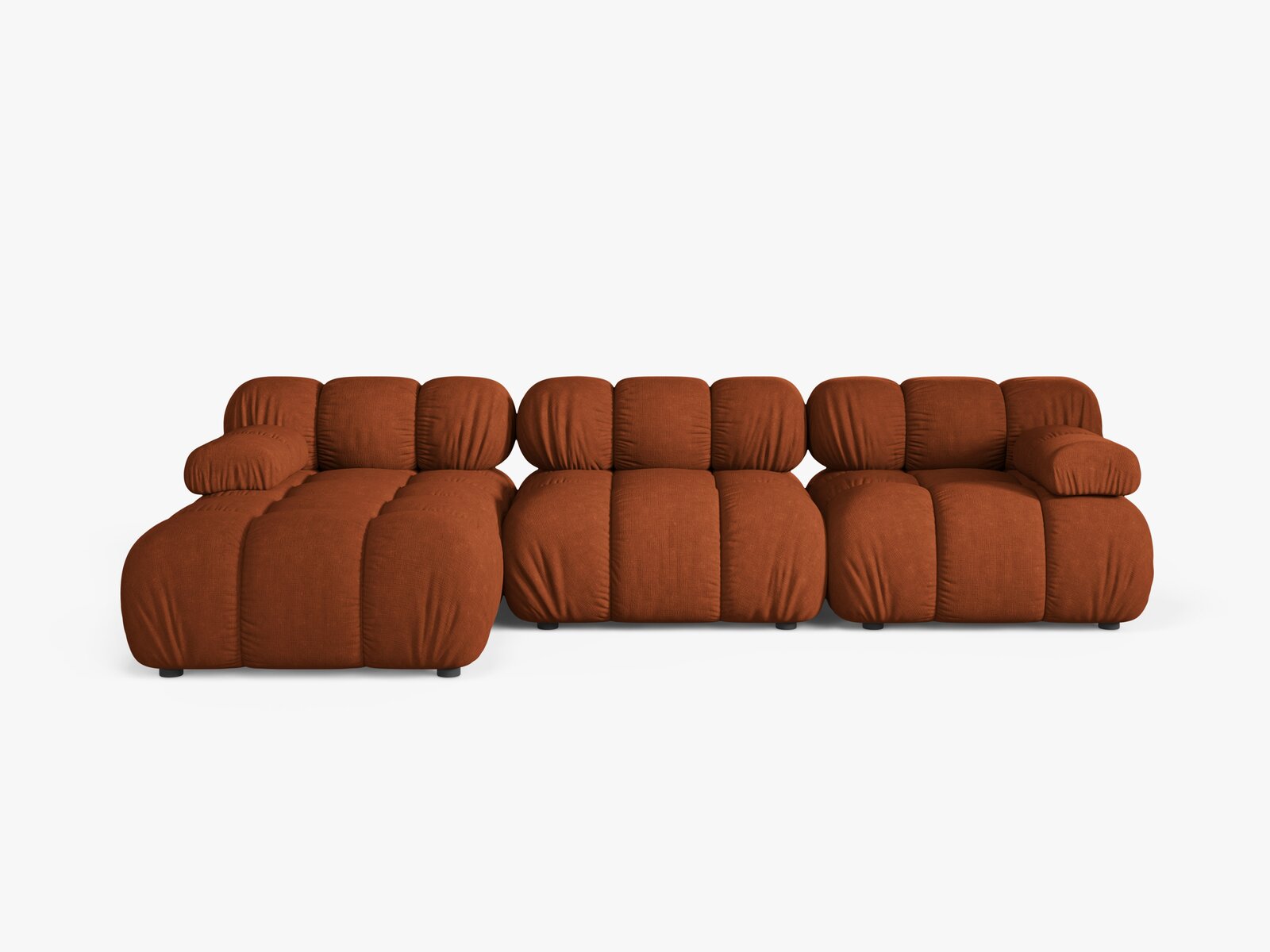 Micadoni Modulares Ecksofa Bellis 4-Sitzer Links Strukturierter Stoff Liberty Ziegel