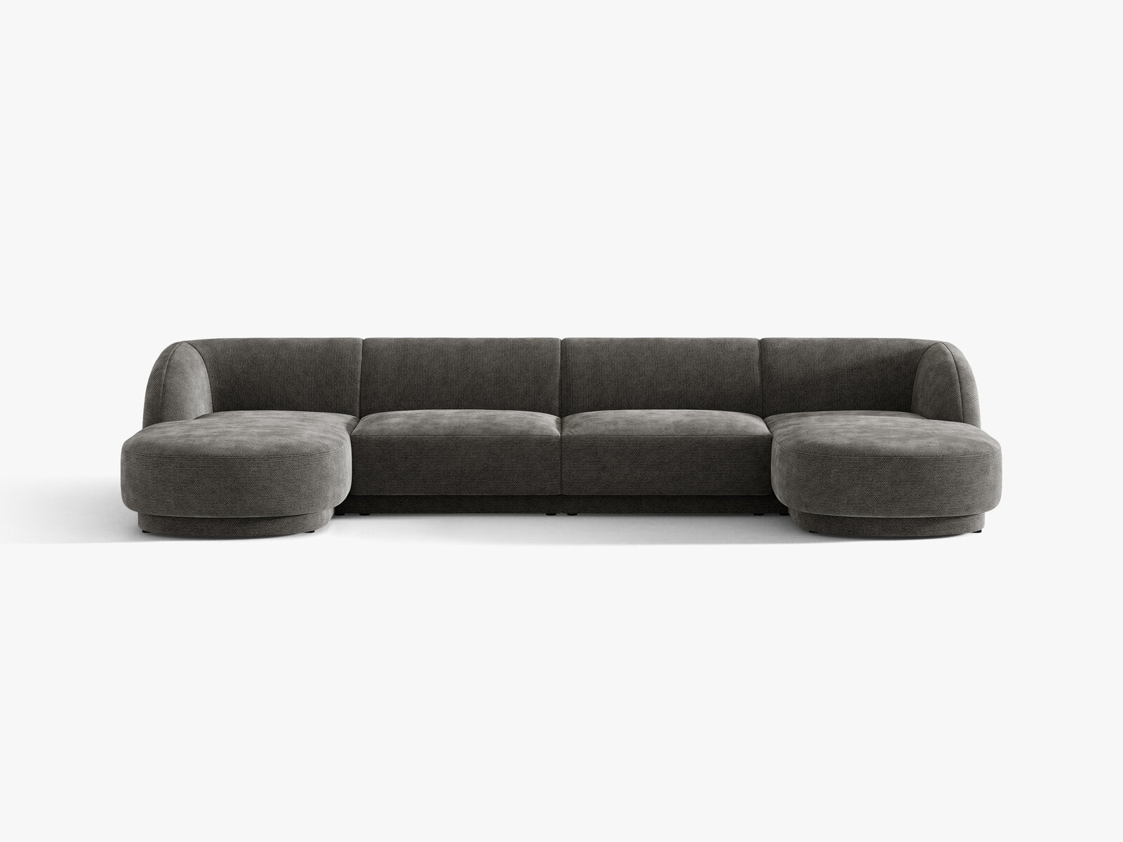 Micadoni Panorama-Sofa Miley 5-Sitzer Chenille Haga Grau