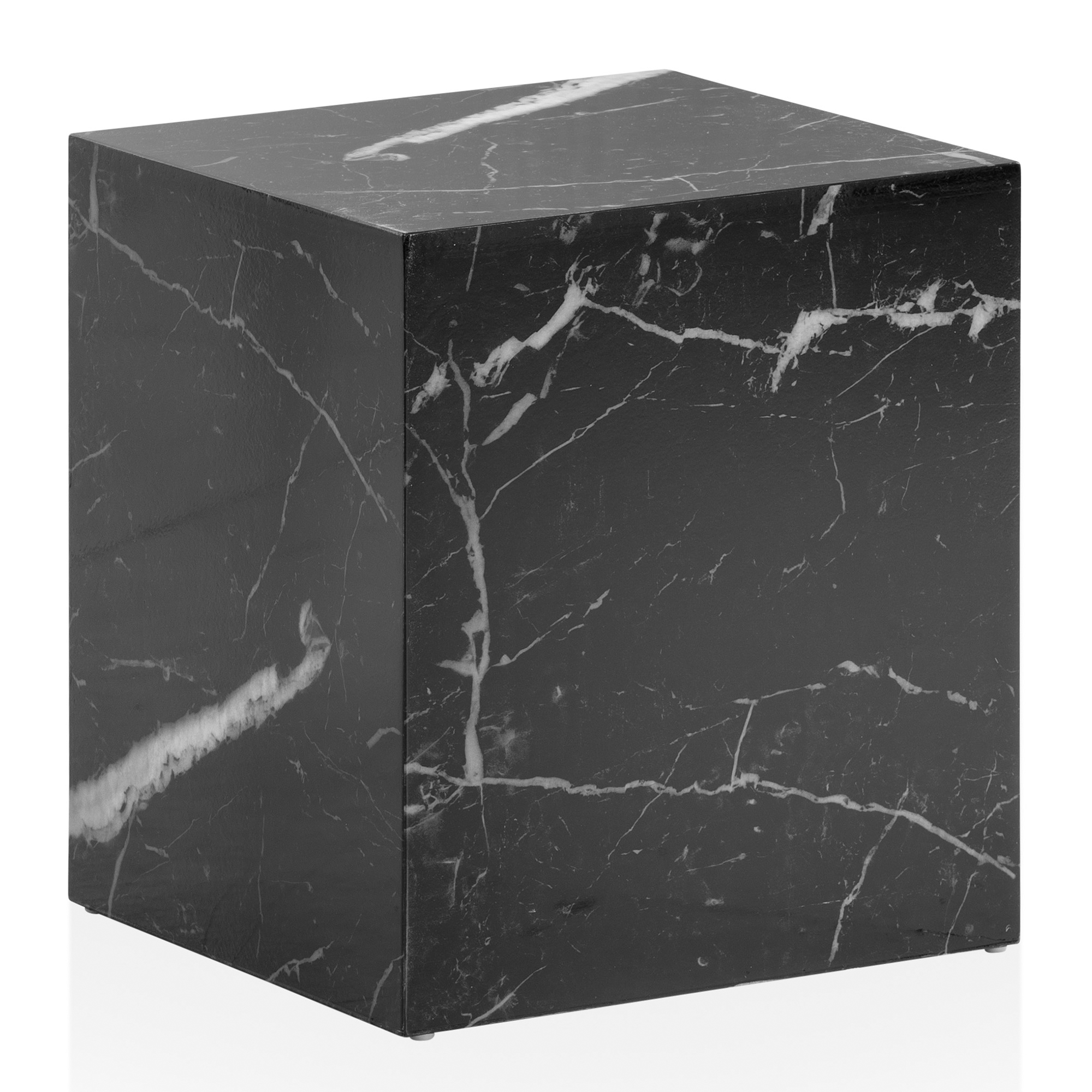 Couchtisch Alsen Marmoroptik Schwarz 40 × 40 × 45 cm