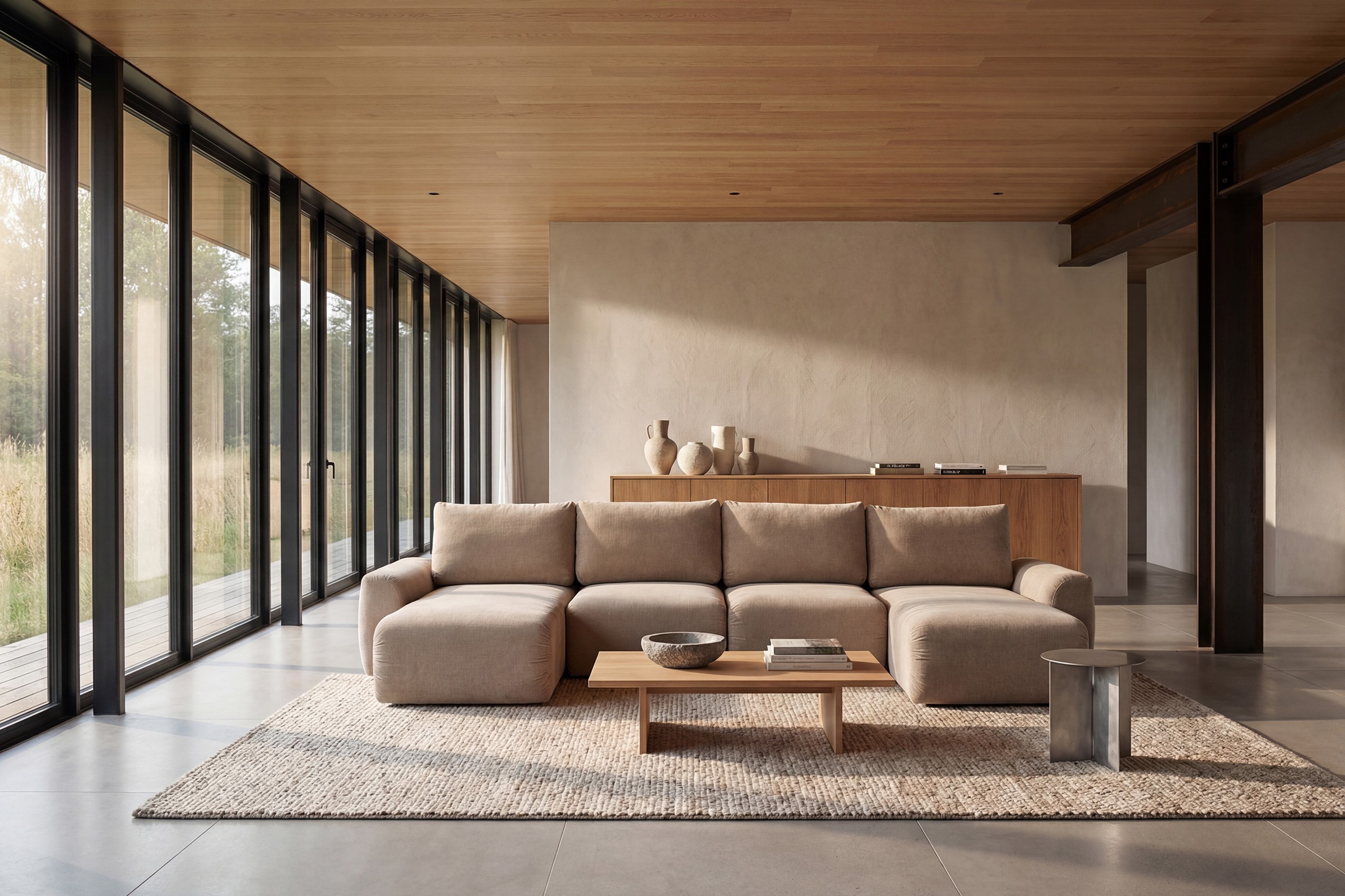 Schlafsofa Norum U-Form mit Chunky-Armlehnen