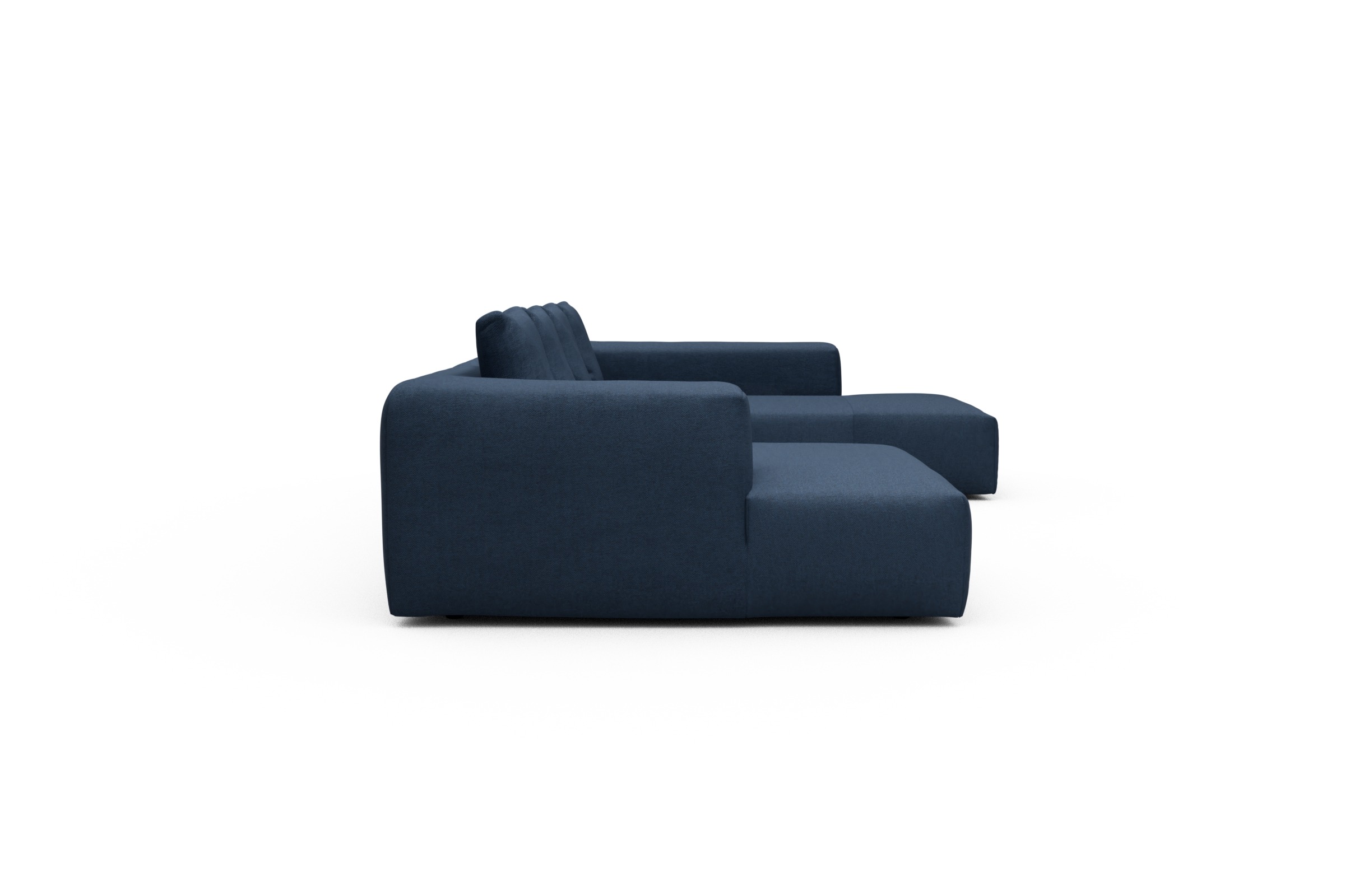 Wohnlandschaft Fred Relax-Ecke rechts mit 2-Sitzer und Chaiselongue links Weda-Blue