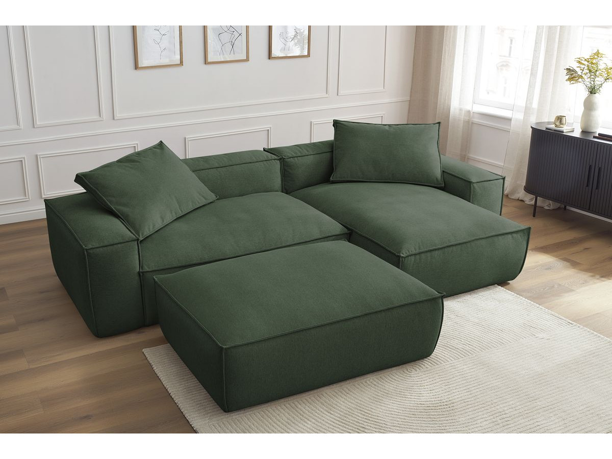 Bobochic Boheme Ecksofa mit Pouf Melange-Stoff Grün
