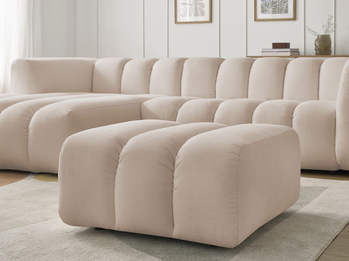 Bobochic Talia Ecksofa mit Pouf Melange-Stoff Beige Ecke links