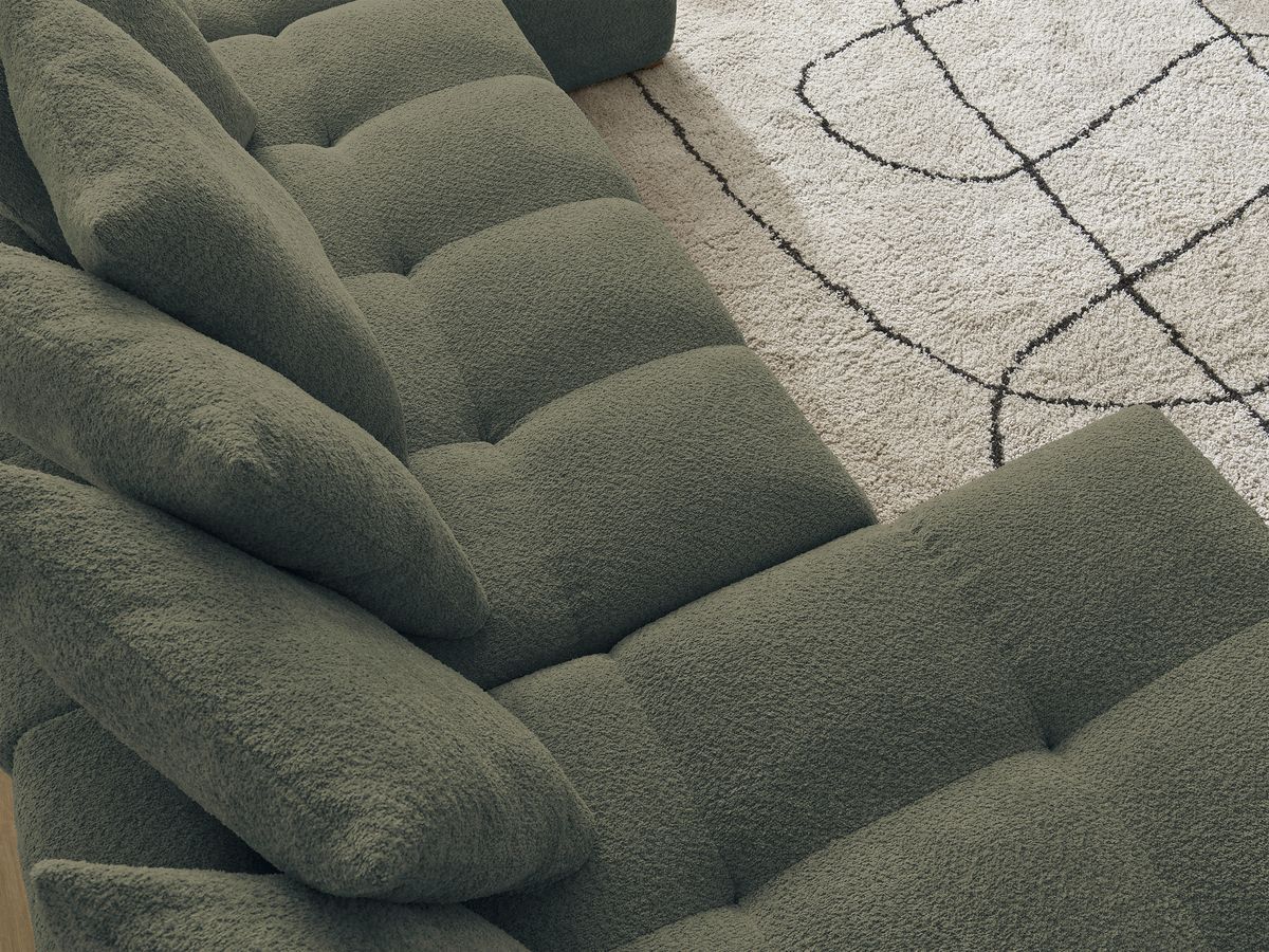 Bobochic Anakin Wohnlandschaft, 10 Kissen Bouclé-Stoff Grün