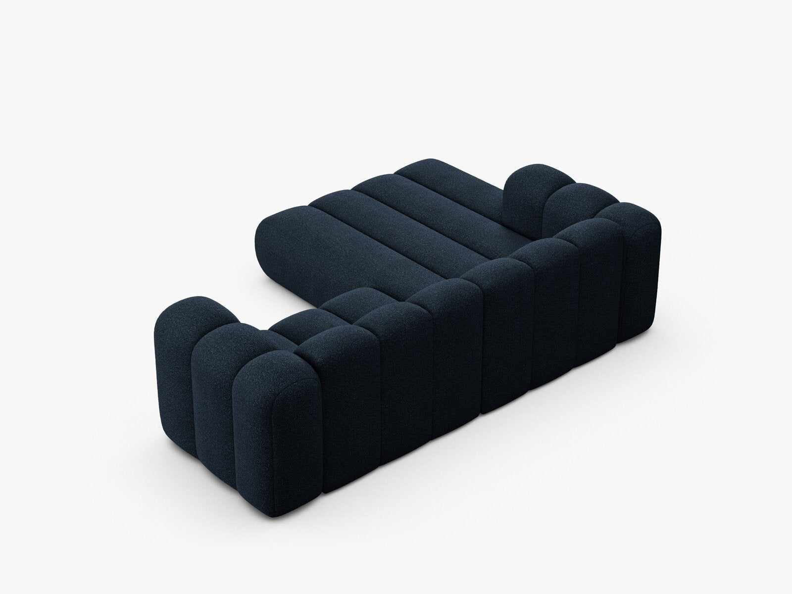 Micadoni Modulares Ecksofa Lupine 3-Sitzer Links Boucle Baloo Dunkelblau