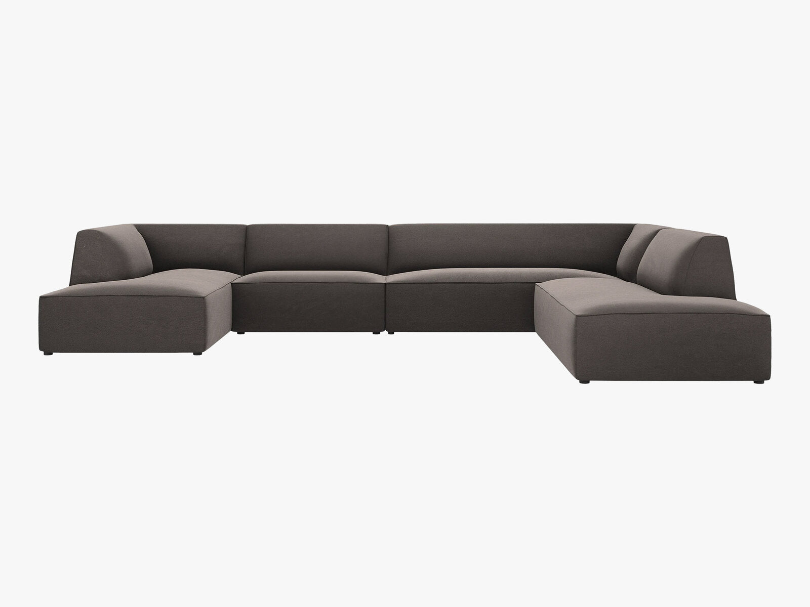 Micadoni Panorama-Ecksofa Ruby 7-Sitzer Rechts Samt Salvador Dunkelgrau