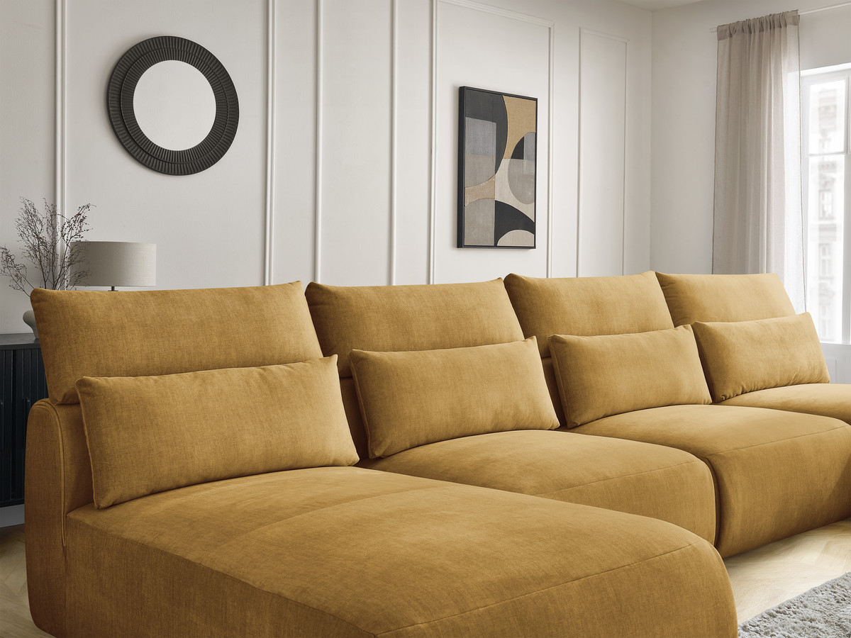 Bobochic Jana Wohnlandschaft mit großem Pouf Samt Gelb