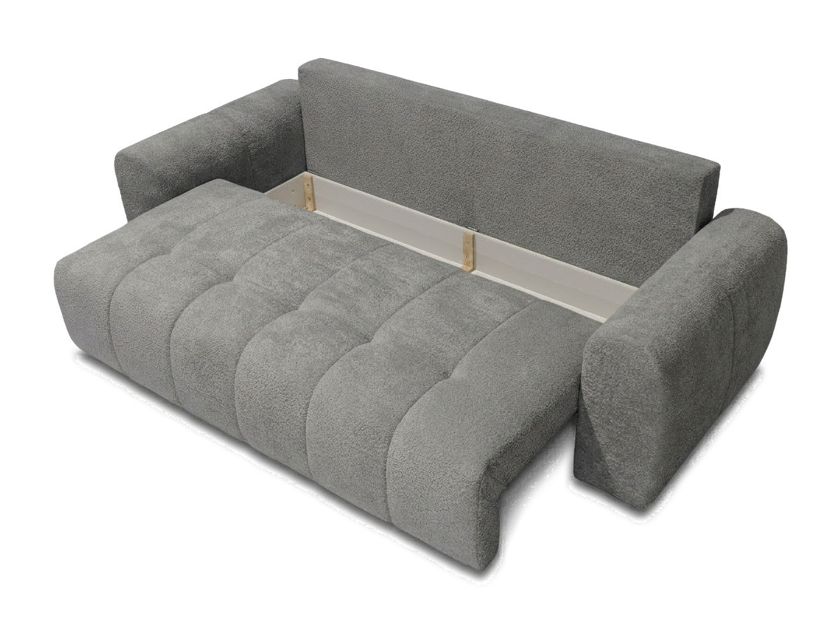 Bobochic Roxelane Schlafsofa 3-Sitzer mit Bettkasten Bouclé-Stoff Dunkelgrau