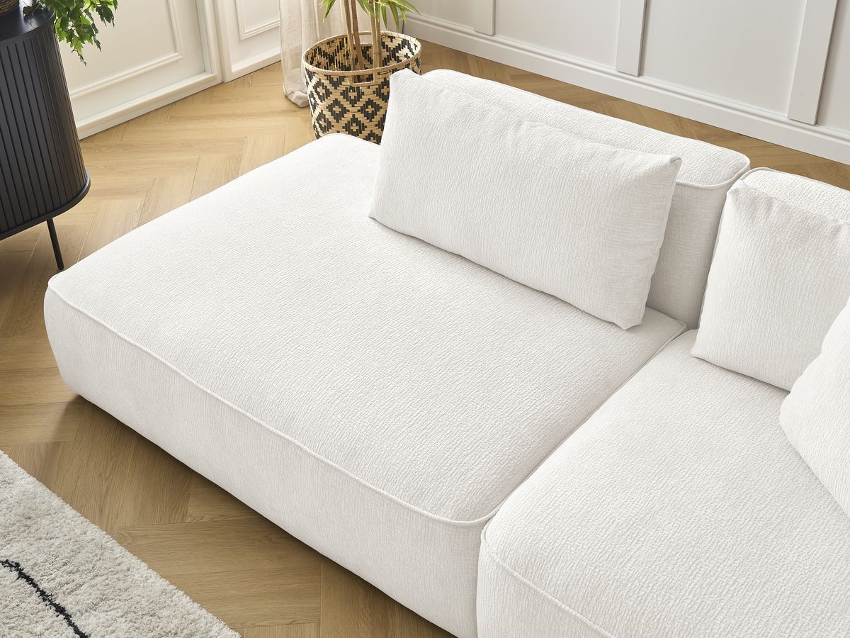 Bobochic Leopold Sofa 3-Sitzer Strukturstoff Weiß Armlehne rechts