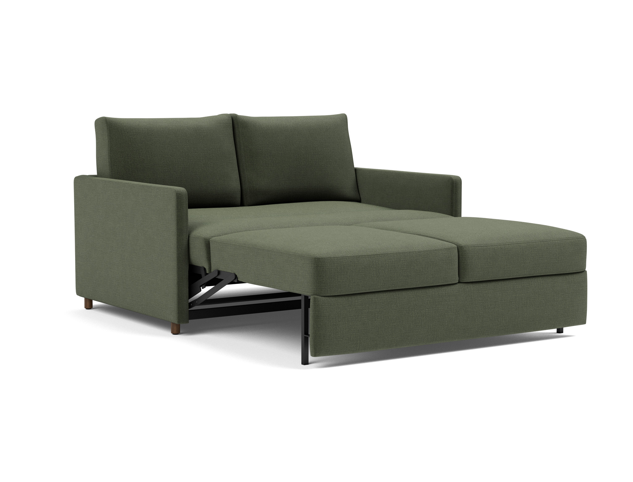 Schlafsofa Neah mit Slim-Armlehnen 140 Chenille Esina 413-Olive-Green