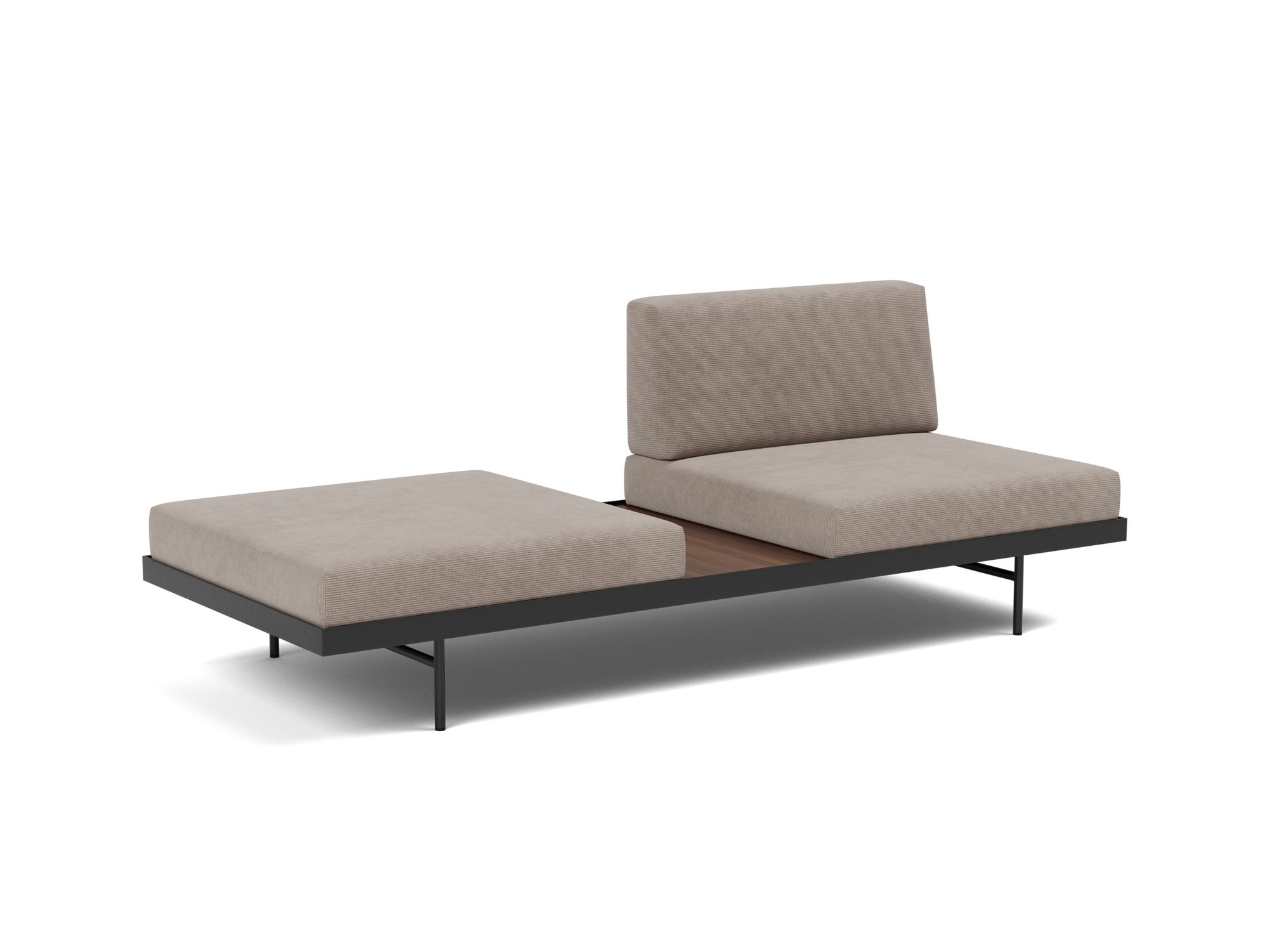 Tagesbett Puri Kord Cordufine 318-Beige Beine mit Nussbaumtisch