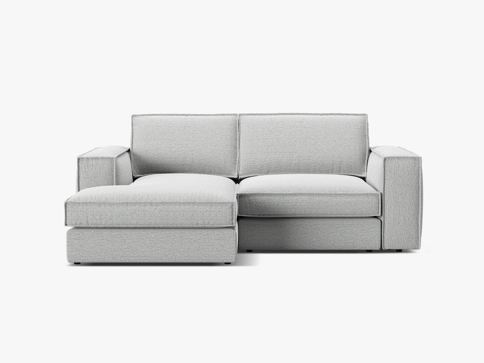 Micadoni modulares Ecksofa Pola 2-Sitzer kleine Version Links Strukturierter Stoff Babel Hellgrau