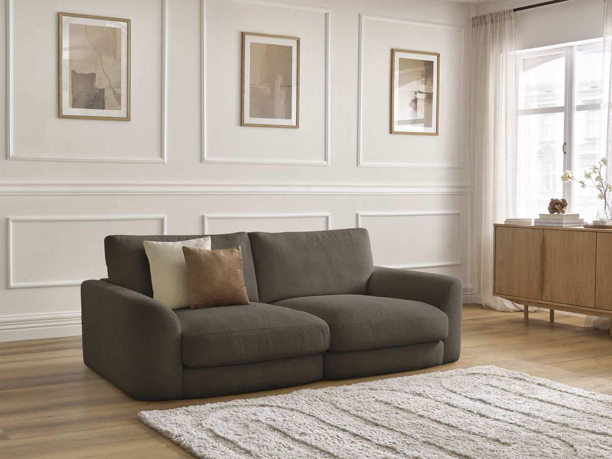 Bobochic Leonore Sofa 3-Sitzer Bouclé-Stoff Braun