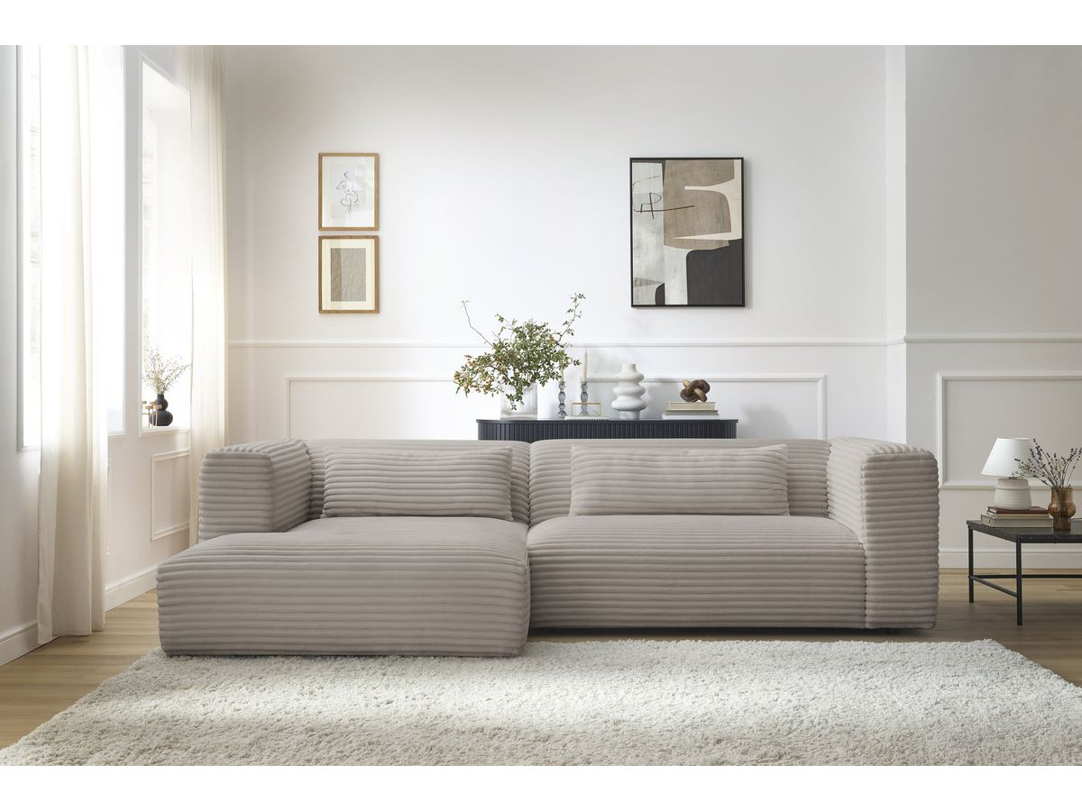 Bobochic Harry Ecksofa Breitcord weich Taupe Ecke links