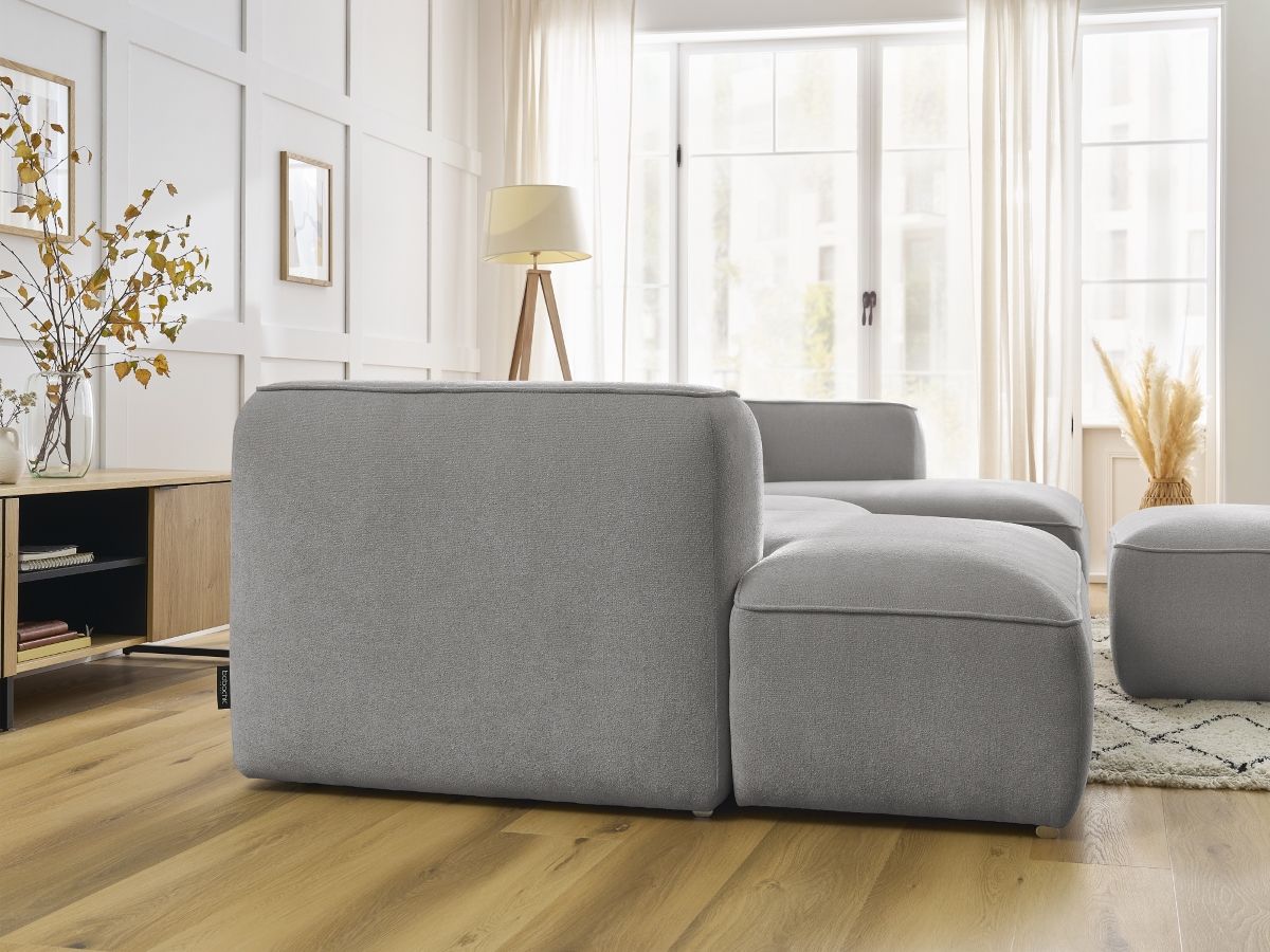 Bobochic Zephyr Wohnlandschaft mit Pouf Strukturstoff Hellgrau